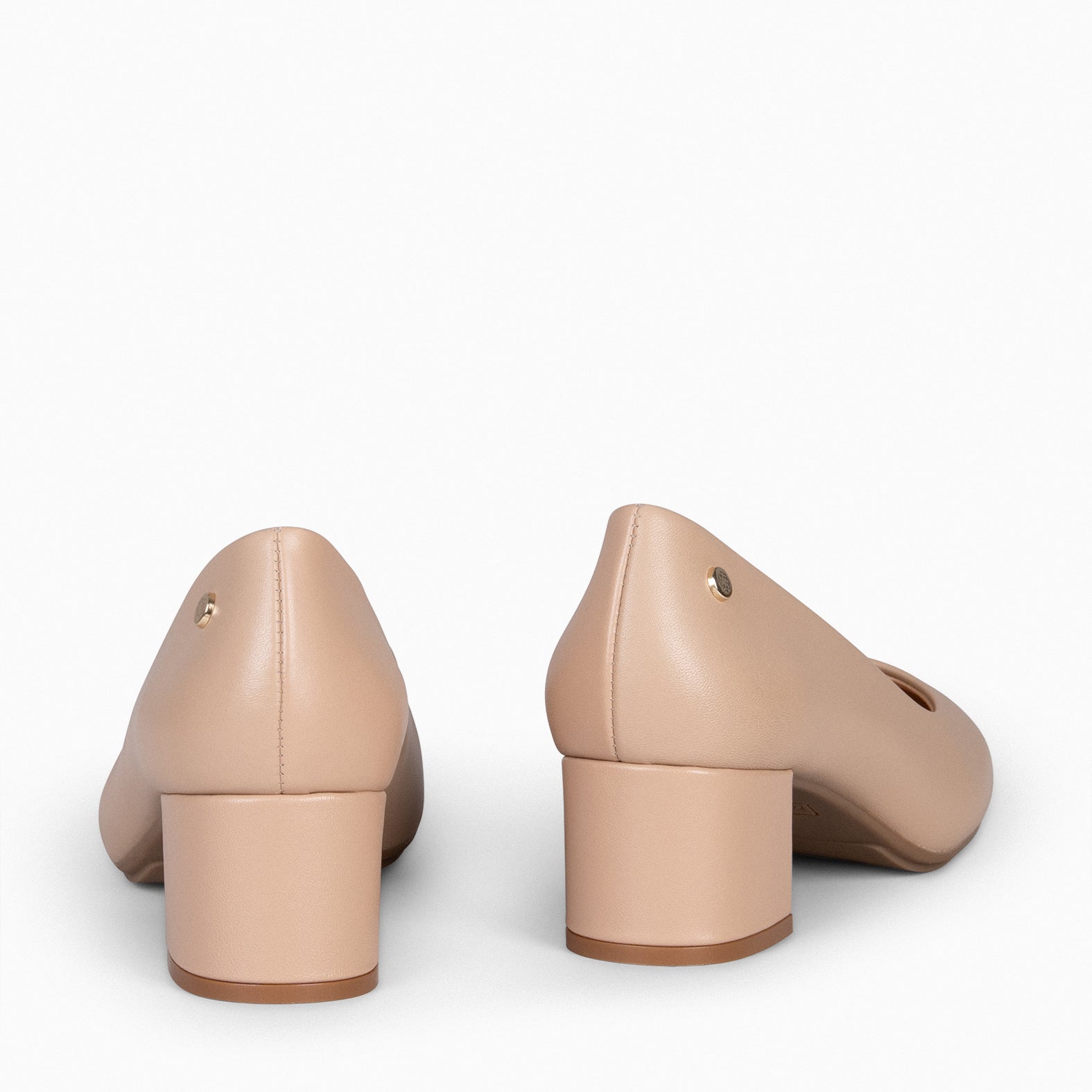 URBAN REDONDO SALÓN – Zapatos de tacón bajo de napa NUDE - miMaO ®
