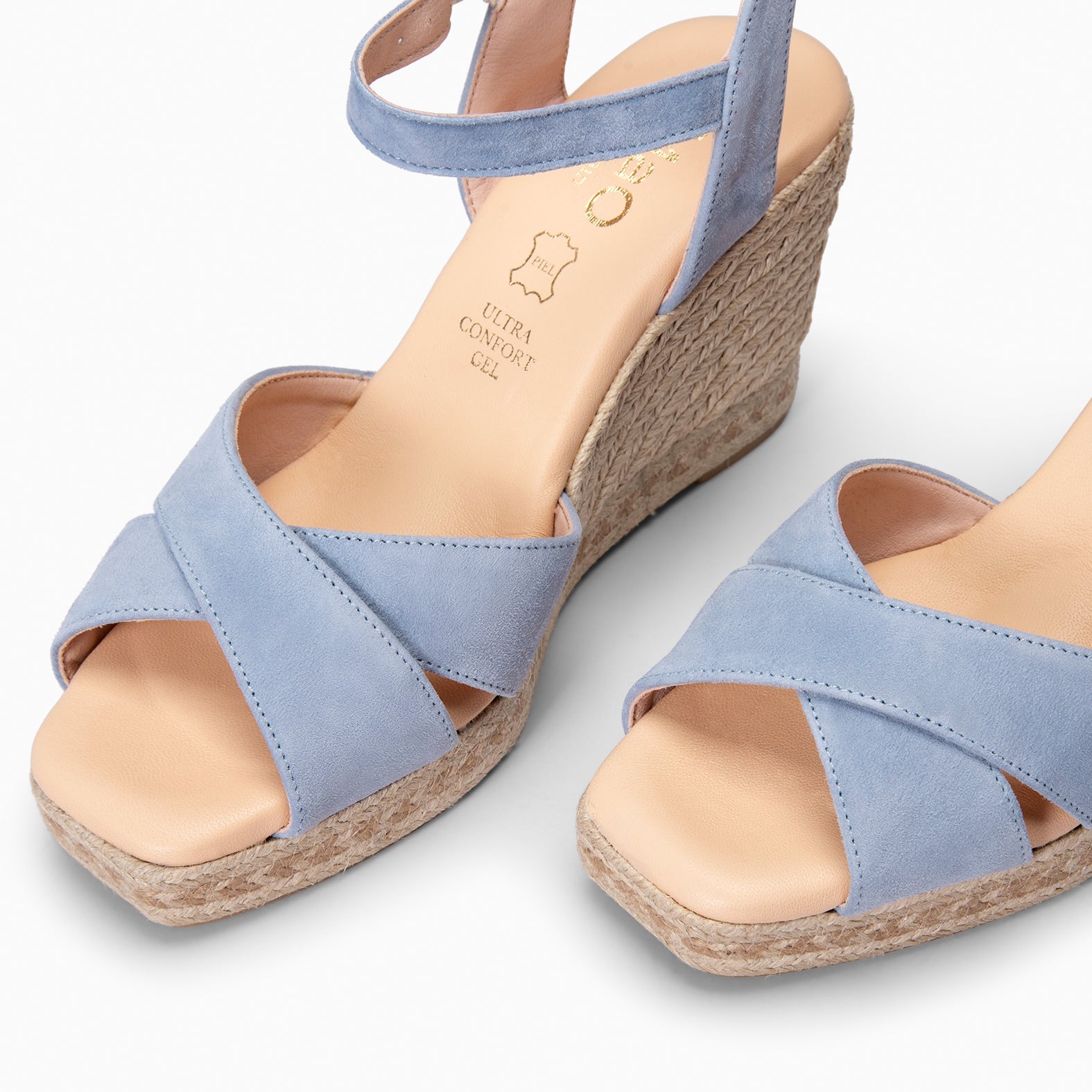 VERA - Cuña de esparto de ante AZUL - miMaO ®