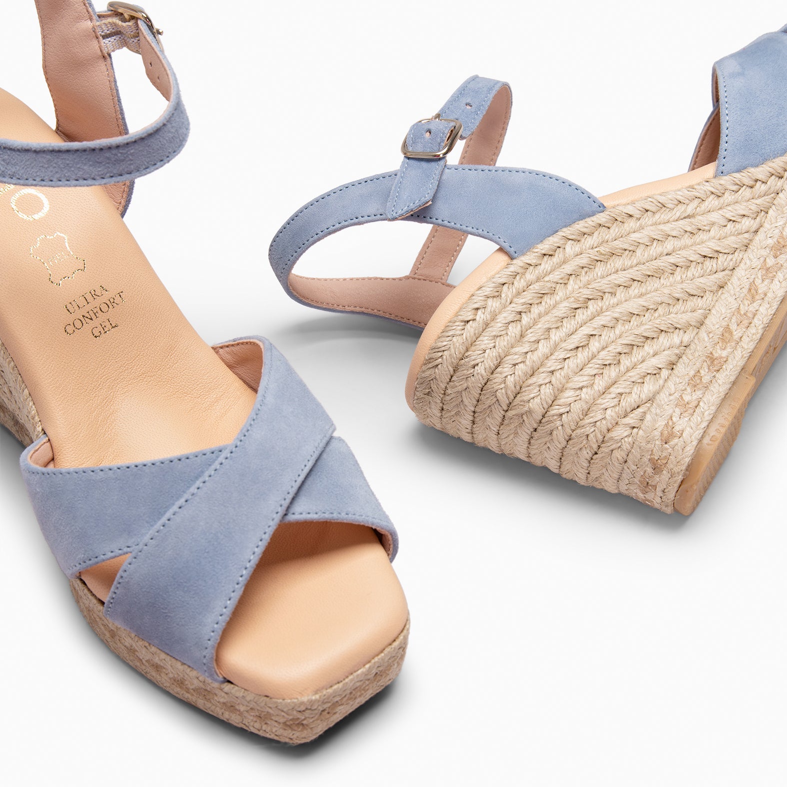 VERA - Cuña de esparto de ante AZUL - miMaO ®