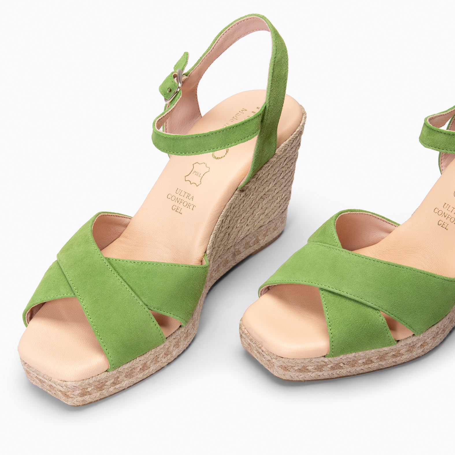 VERA - Cuña de esparto de ante VERDE - miMaO ®