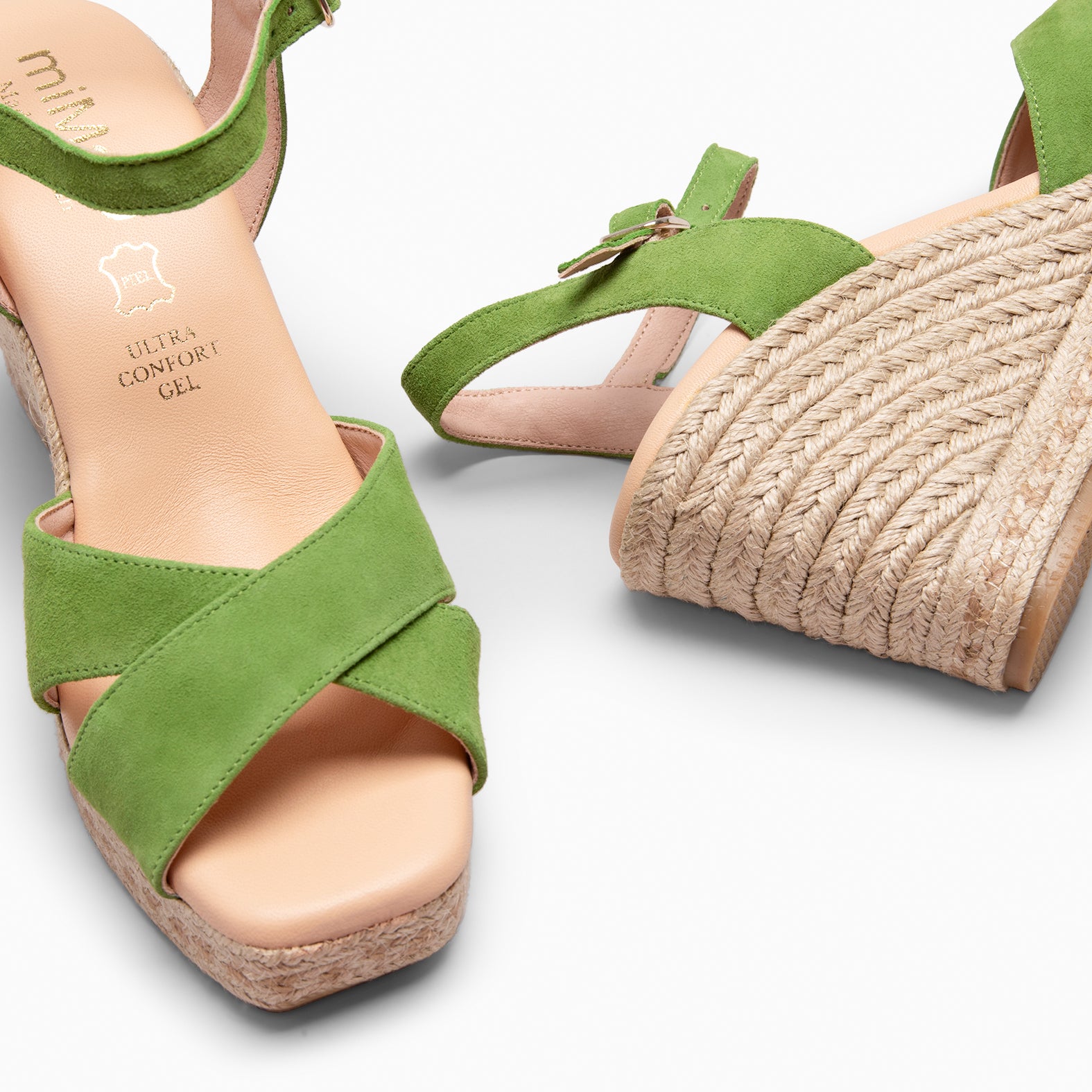 VERA - Cuña de esparto de ante VERDE - miMaO ®