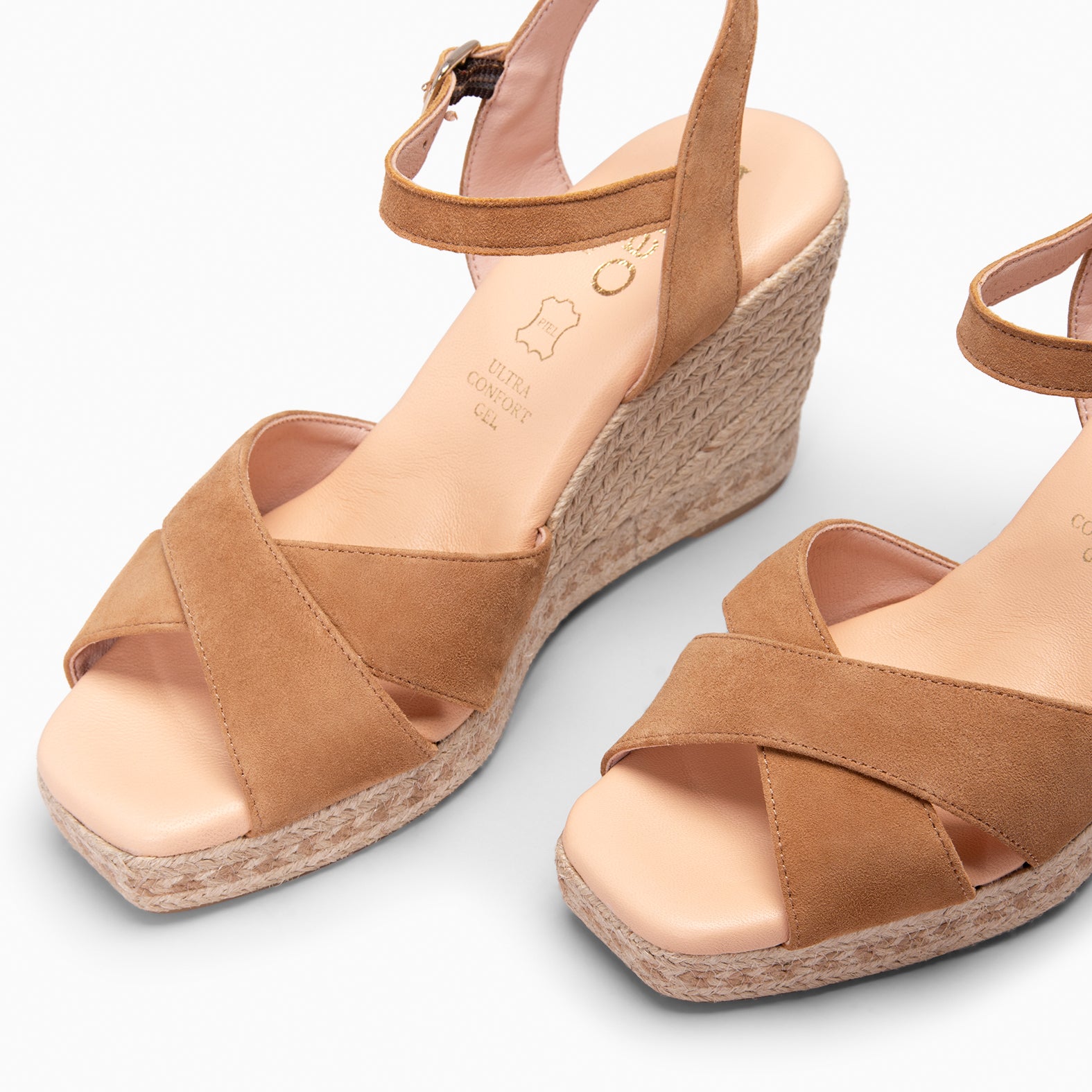 VERA - Cuña de esparto de ante CAMEL - miMaO ®