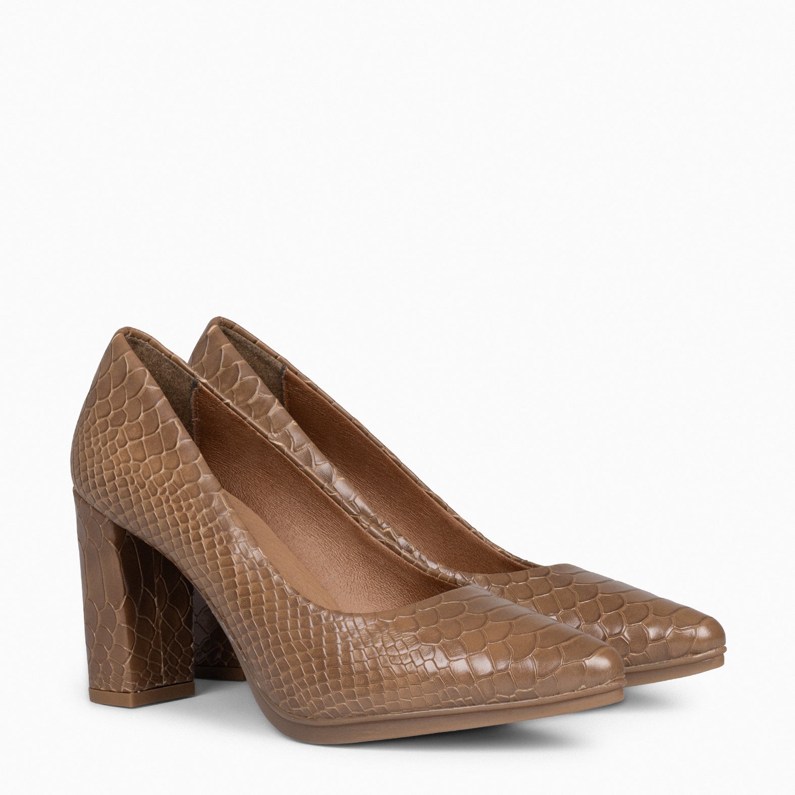 URBAN SAUVAGE - Zapatos de salón con textura de serpiente TAUPE - miMaO ®