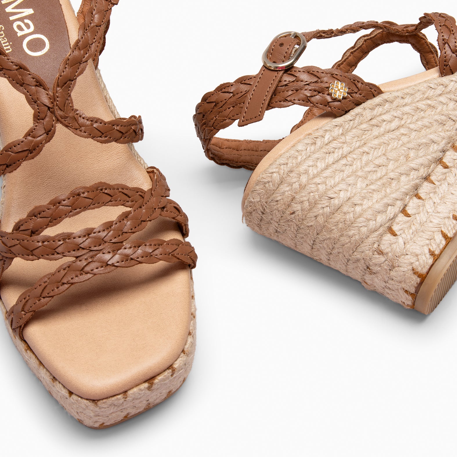ARTEMISA - cuñas de esparto trenzadas CUERO