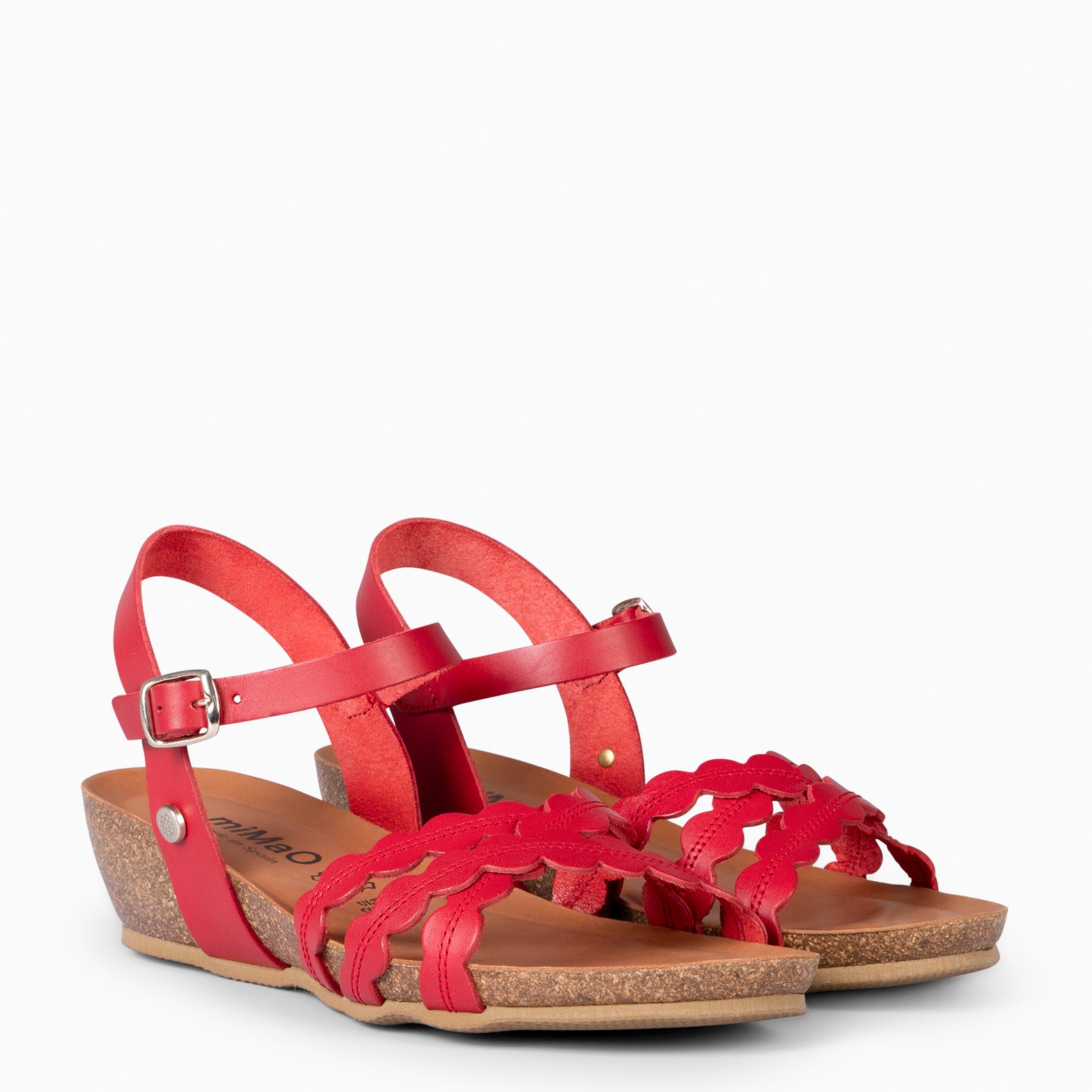 MALTA - RED BIO SANDALS WITH LOW WEDGE