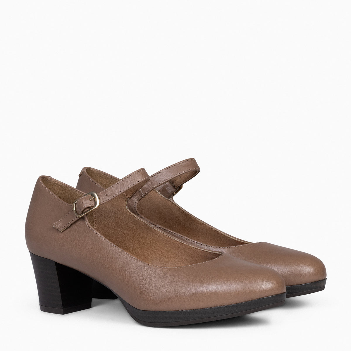 FLIGHT BUCKLE – TAUPE women's shoes with platform and low heel