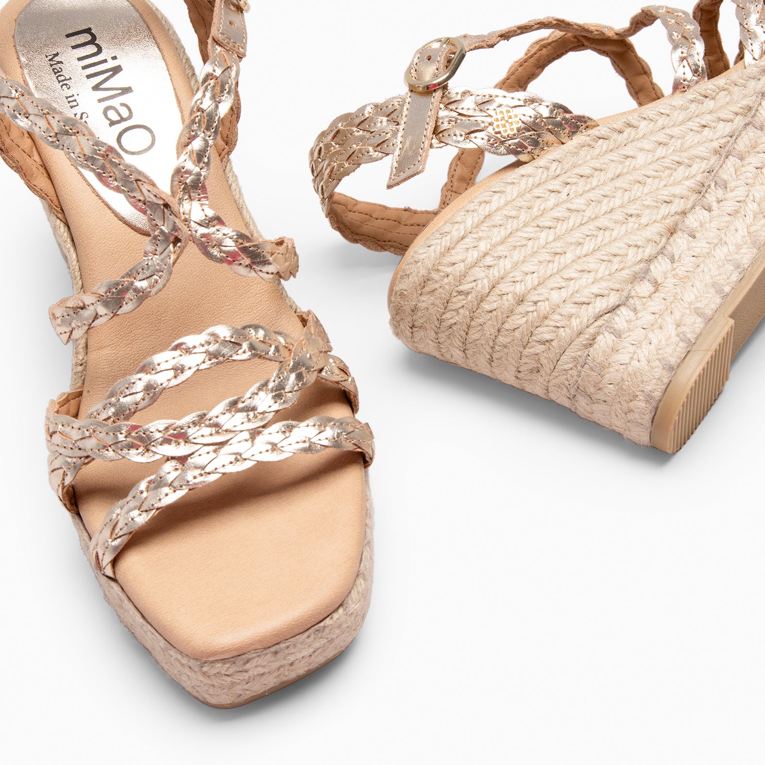 ARTEMISA - cuñas de esparto trenzadas ORO