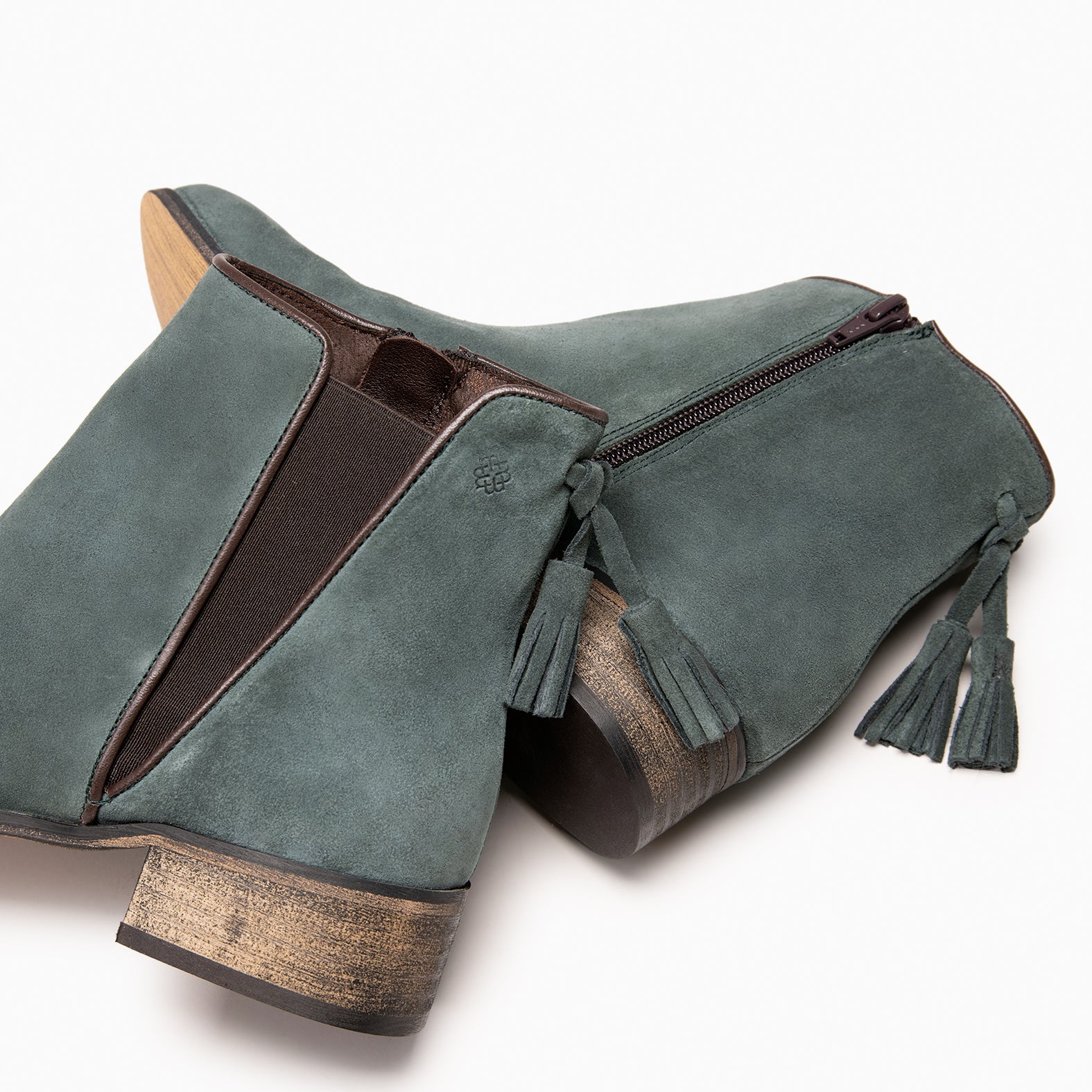 LEIRE - GREEN Water-repellent suede leather Chelsea Ankle boots