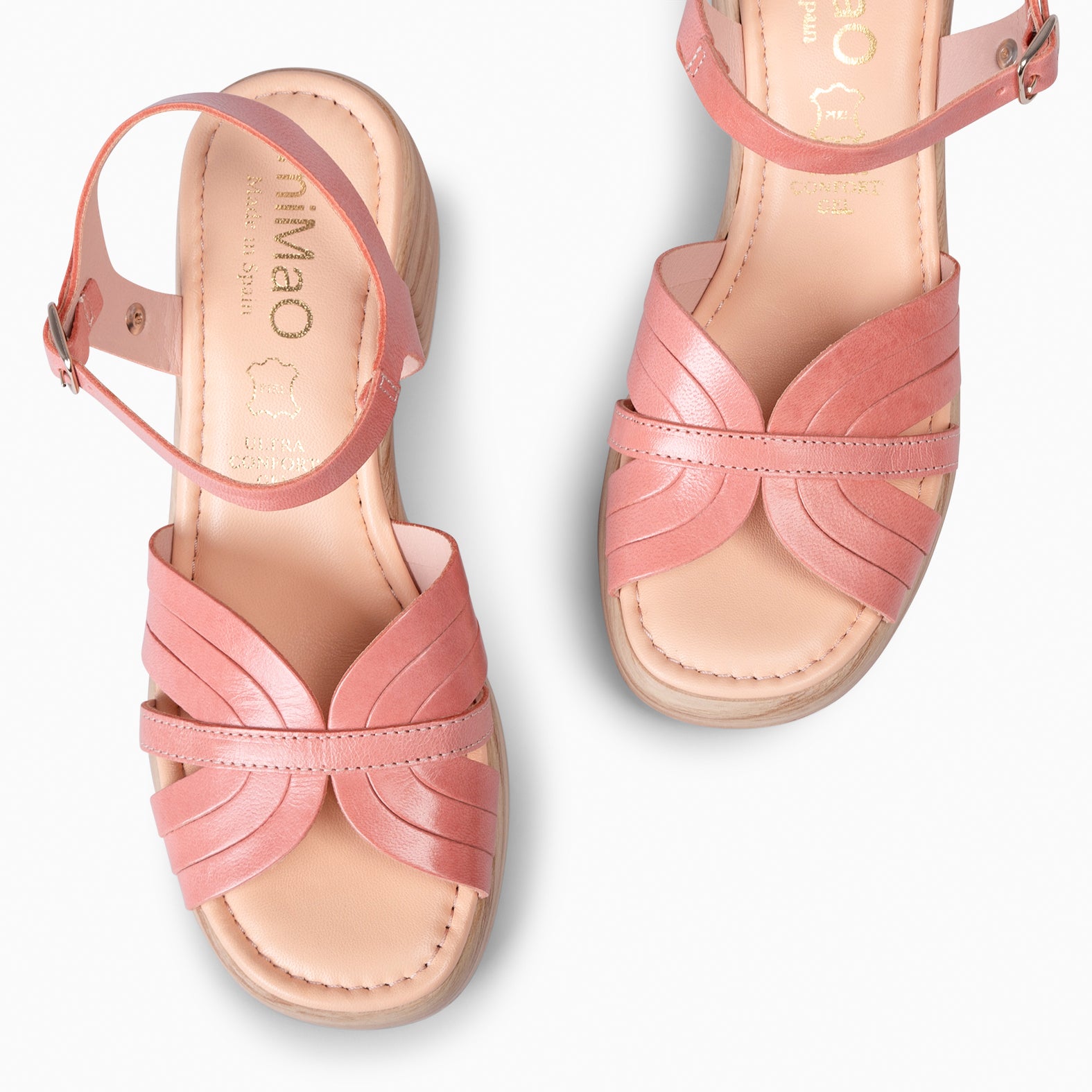 LANCY - SANDALIAS CASUAL DE TACÓN ROSA PALO