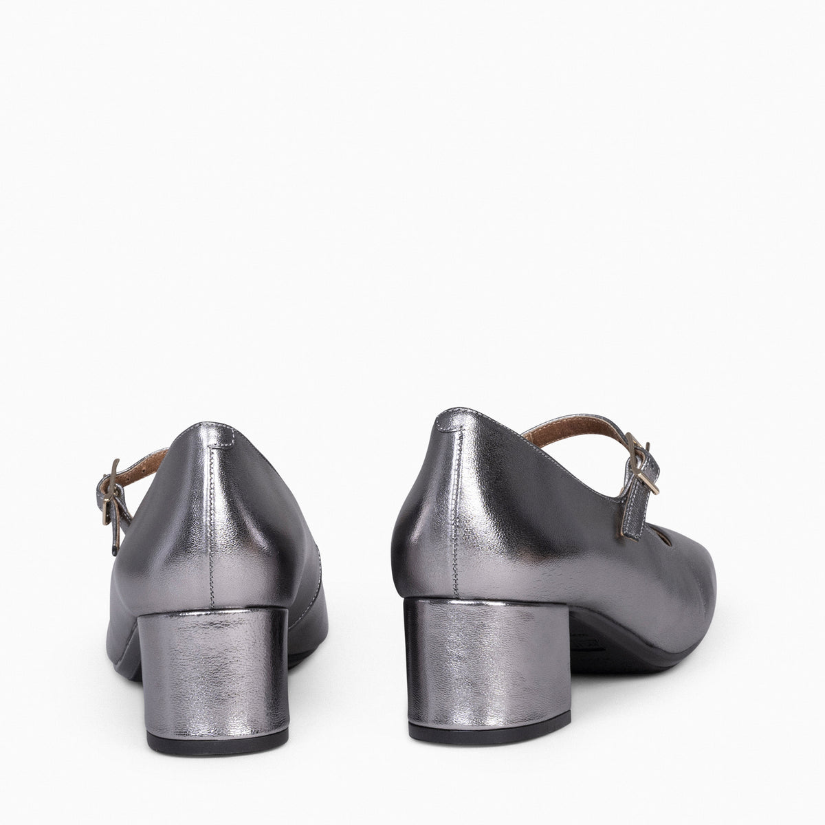 BELLA – Merceditas con tacón y puntera cuadrada PLATEADO - miMaO ®