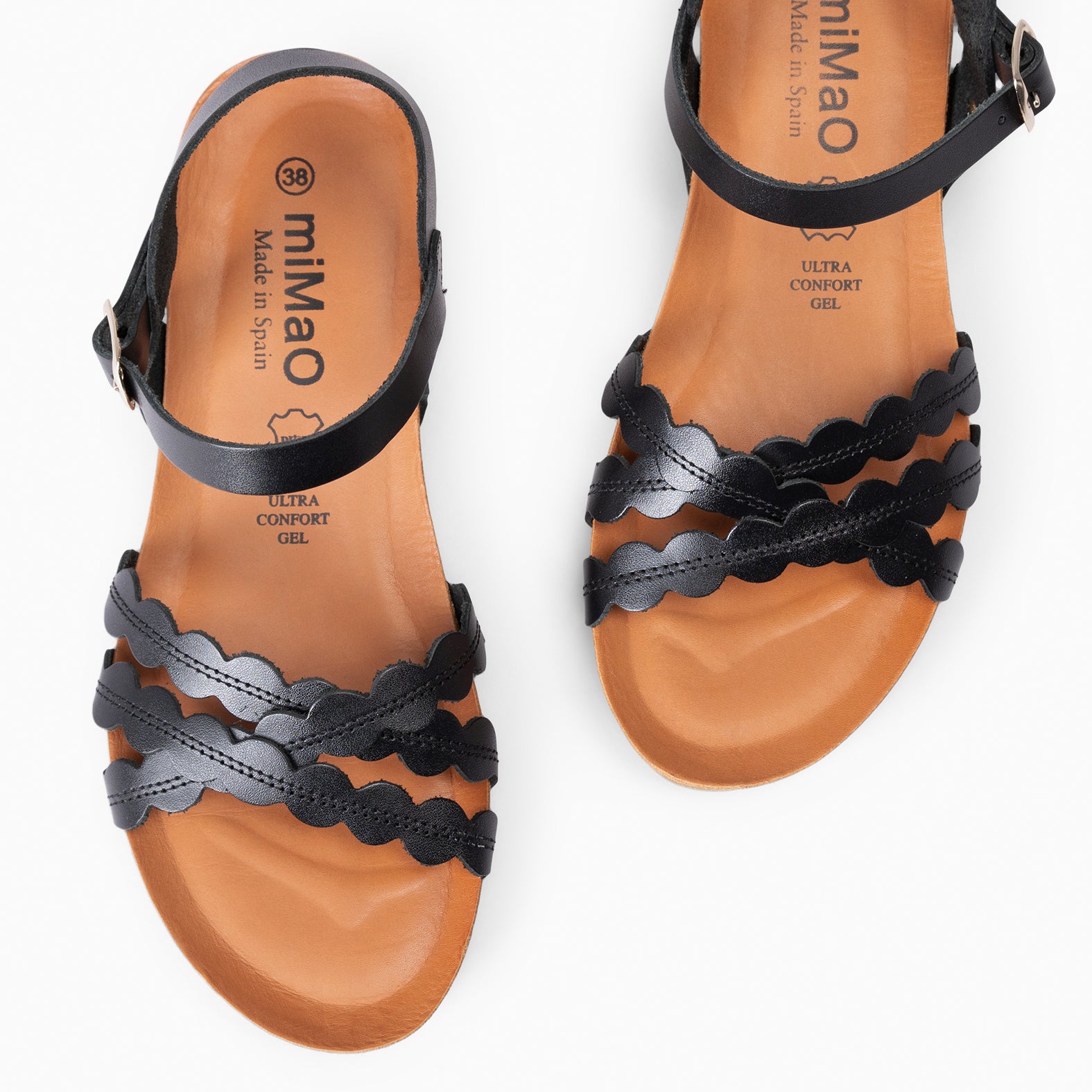 MALTA - BLACK BIO SANDALS WITH LOW WEDGE