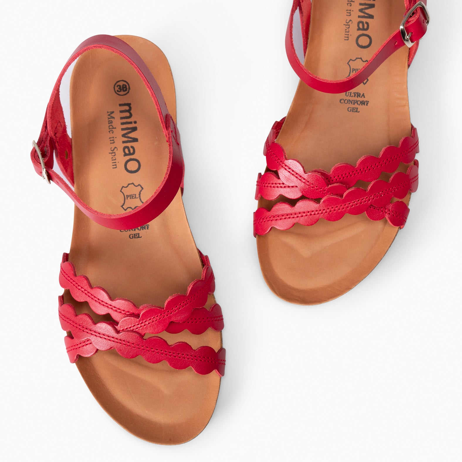 MALTA – Sandales à talon compensé en liège ROUGE