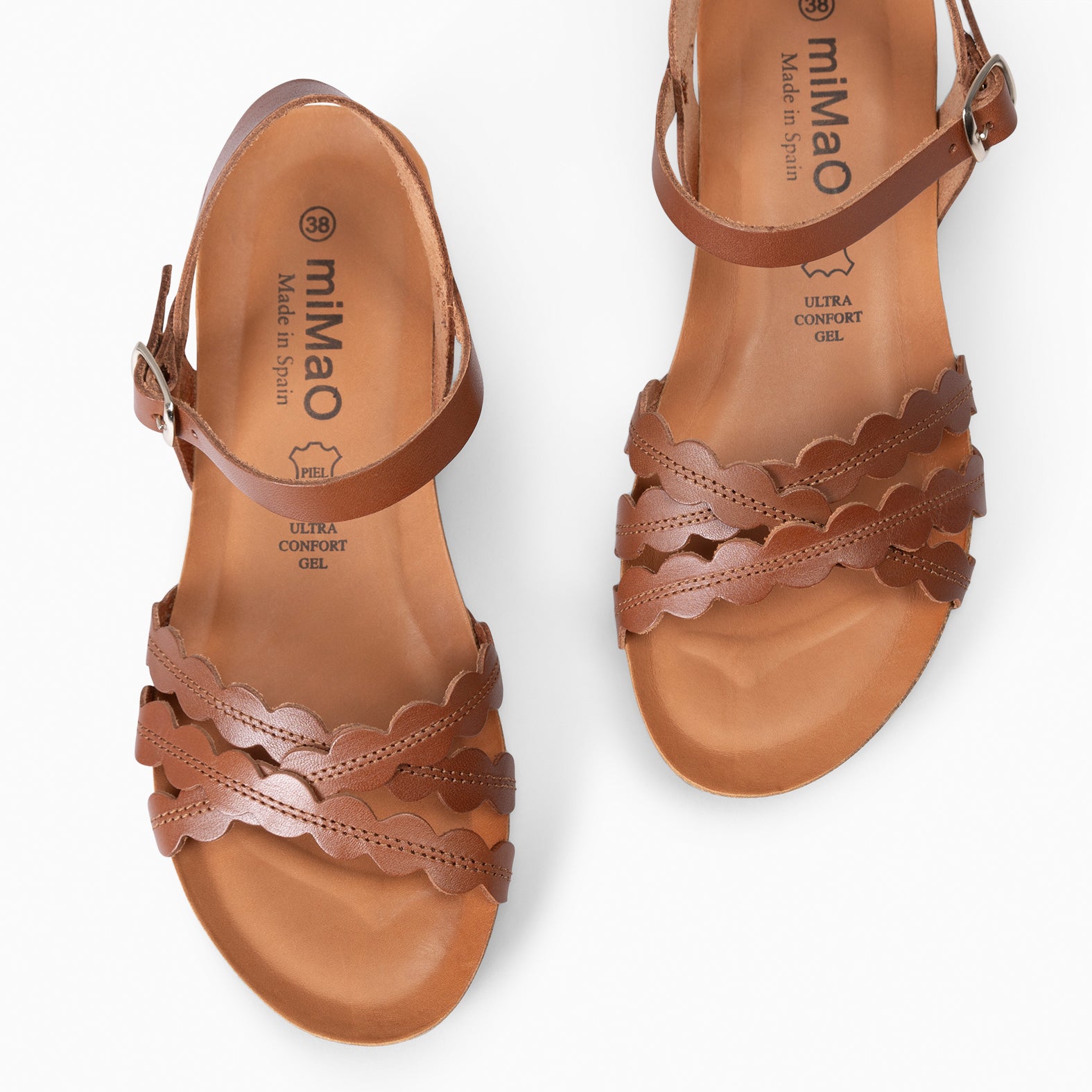 MALTA – Sandales à talon compensé en liège NOISETTE