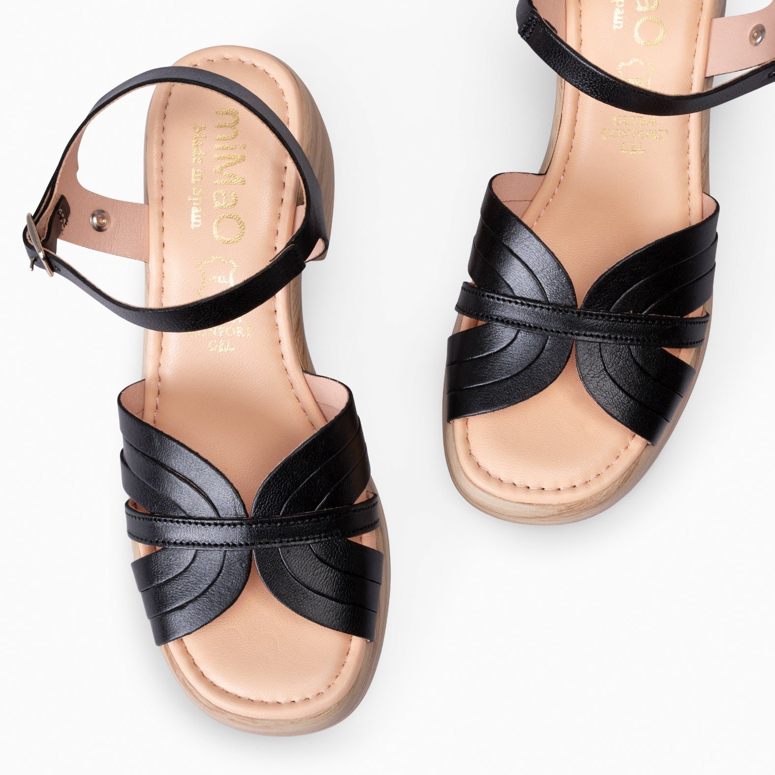 LANCY - BLACK CASUAL SANDALS WITH BLOCK HEEL