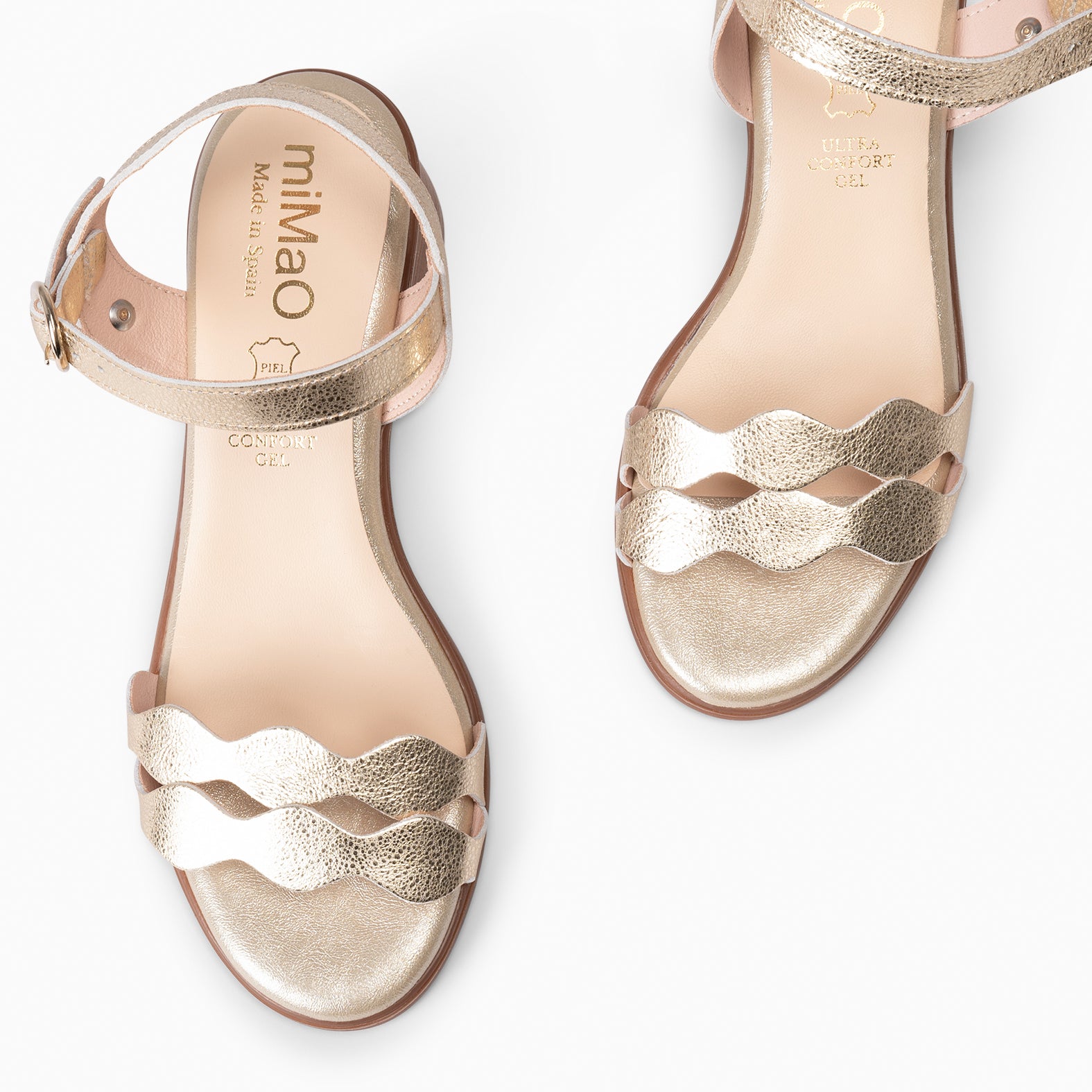 LETY - Sandales à talon ultra confort DORÉ