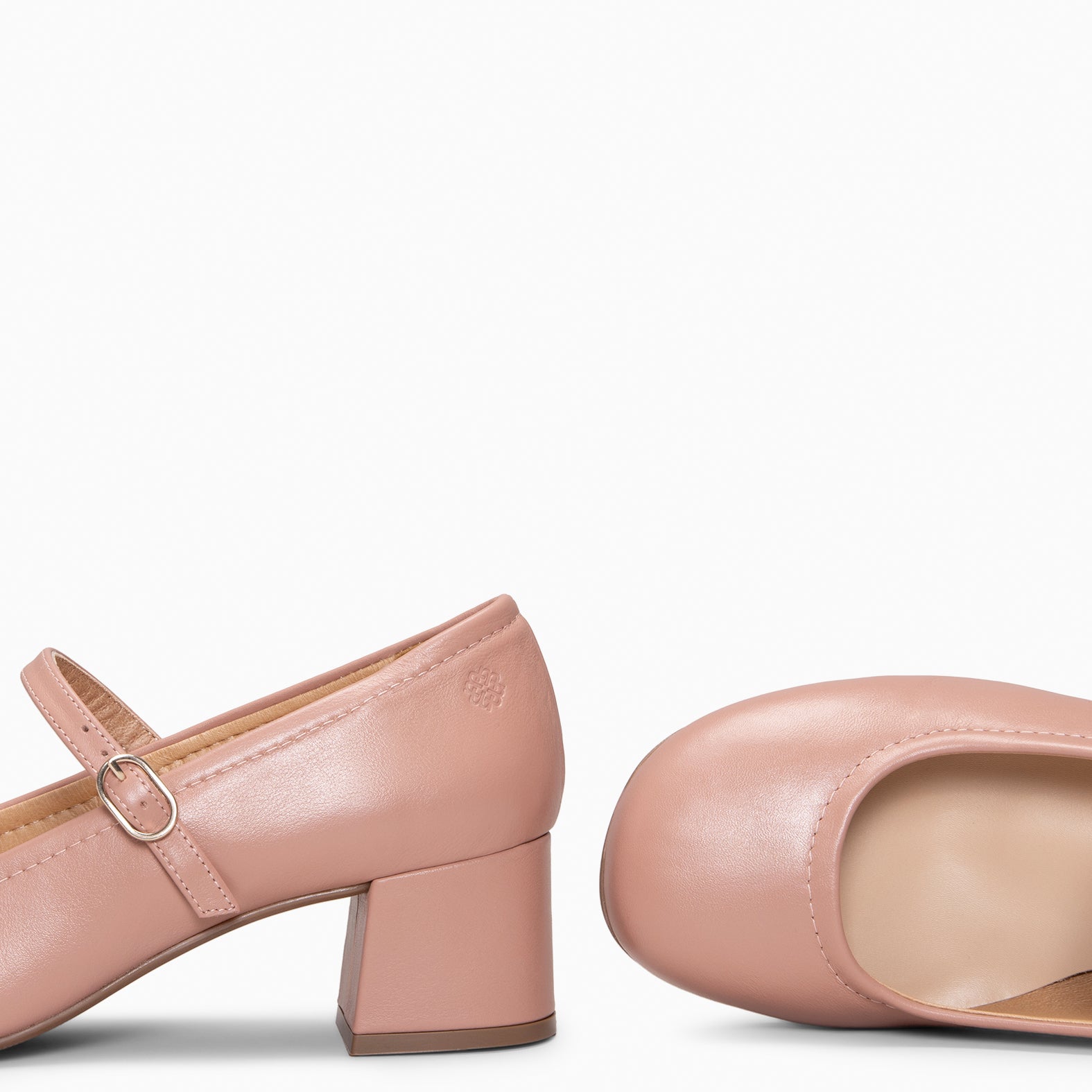ROSALIA - NUDE MARY-JANES WIDE HEELS BARESOFT