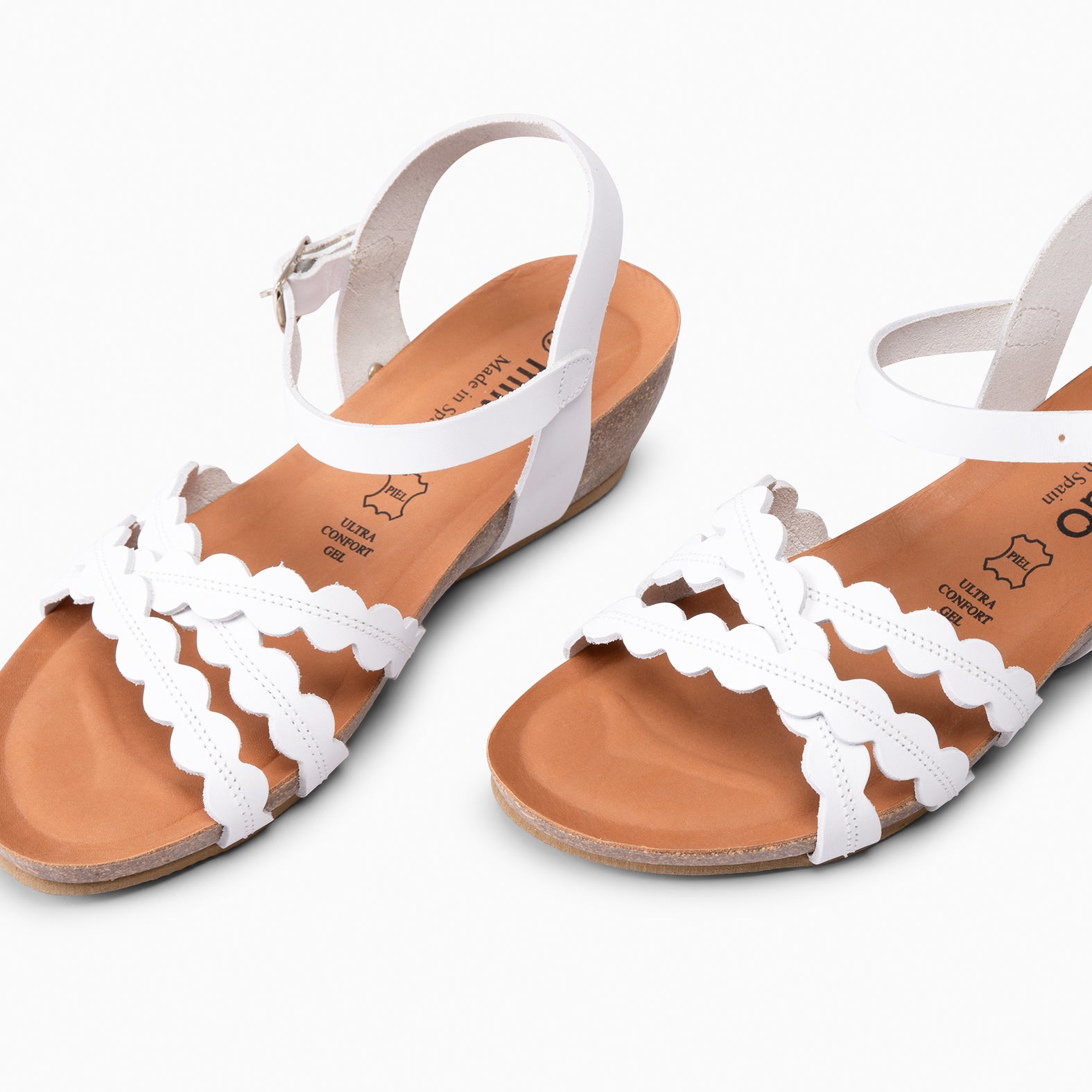 MALTA - WHITE BIO SANDALS WITH LOW WEDGE