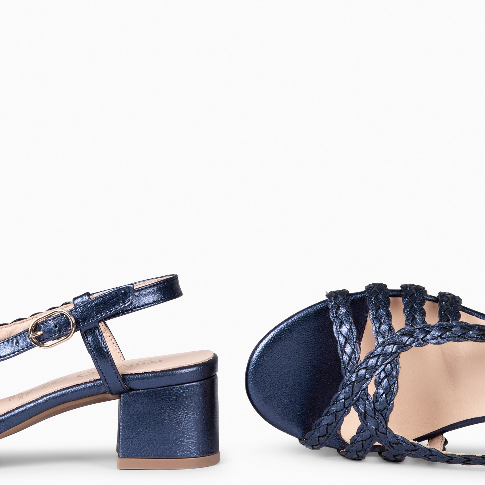 LINA - Sandales en cuir tressé BLEU MARINE