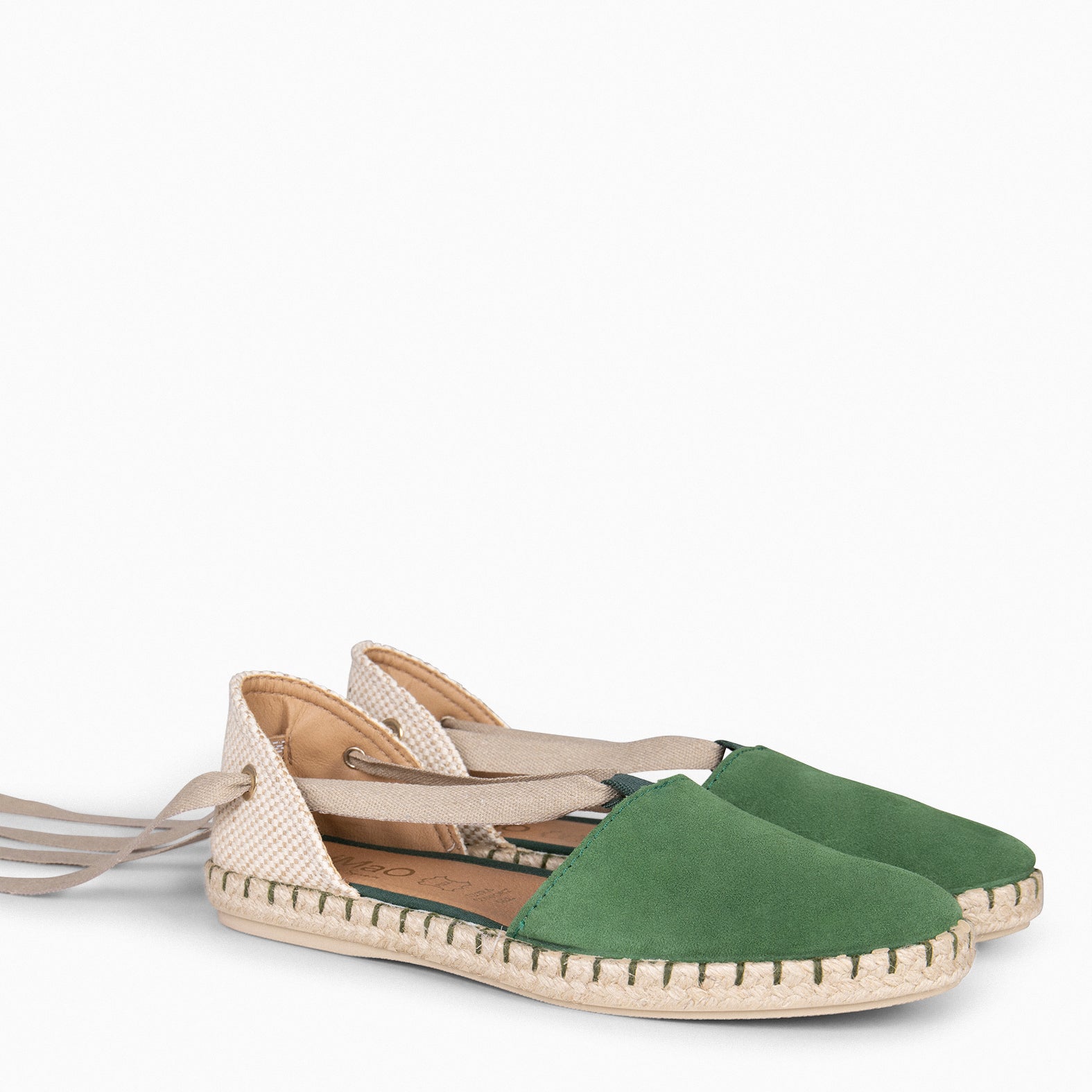 ALGARVE – Alpargatas abiertas y planas de mujer VERDE