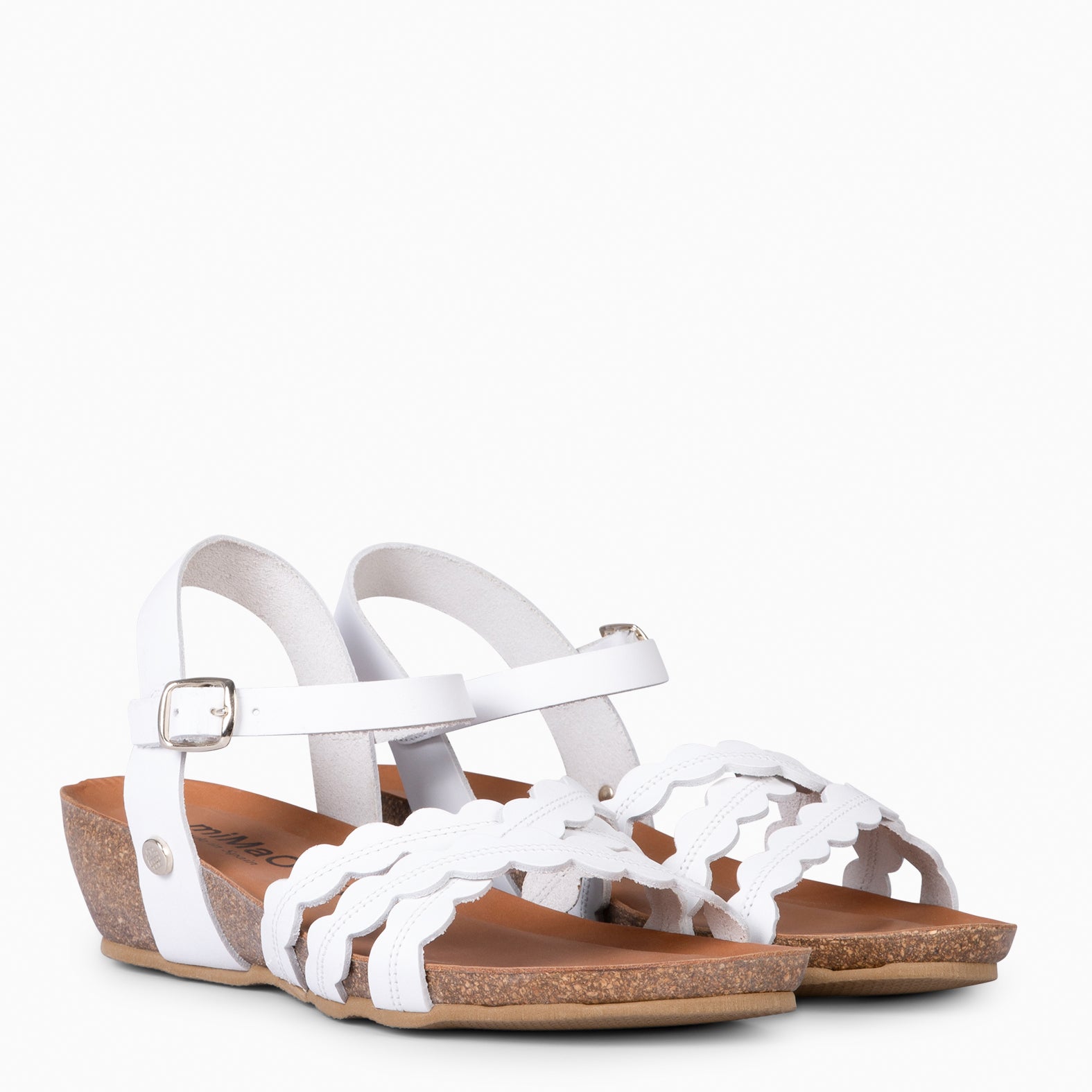 MALTA - WHITE BIO SANDALS WITH LOW WEDGE