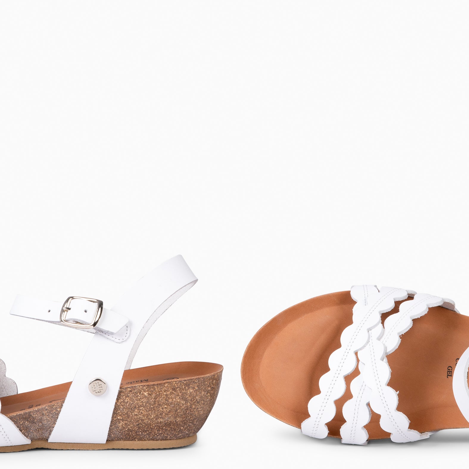 MALTA - WHITE BIO SANDALS WITH LOW WEDGE