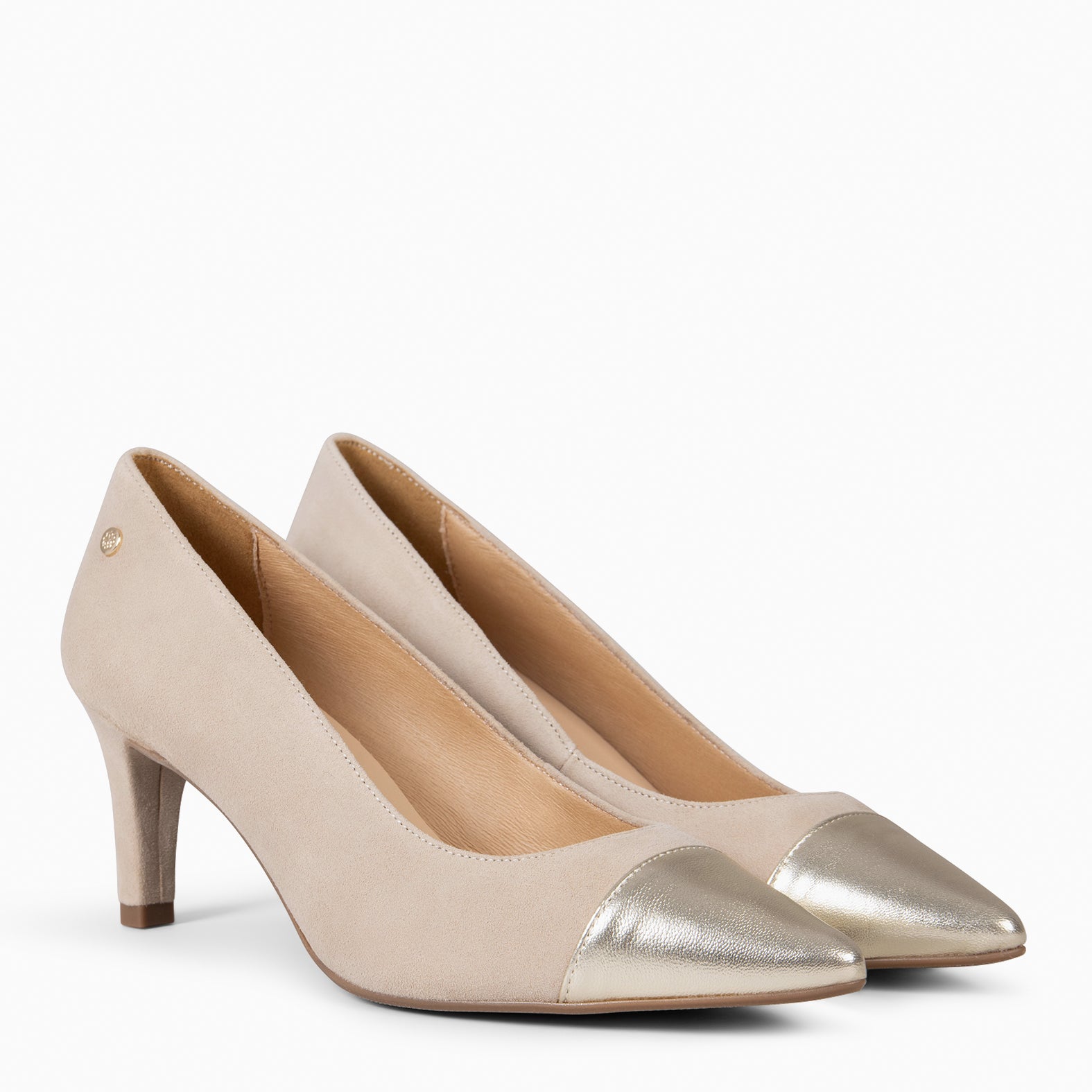 LILLY S – Zapato de tacón con puntera bicolor CAMEL