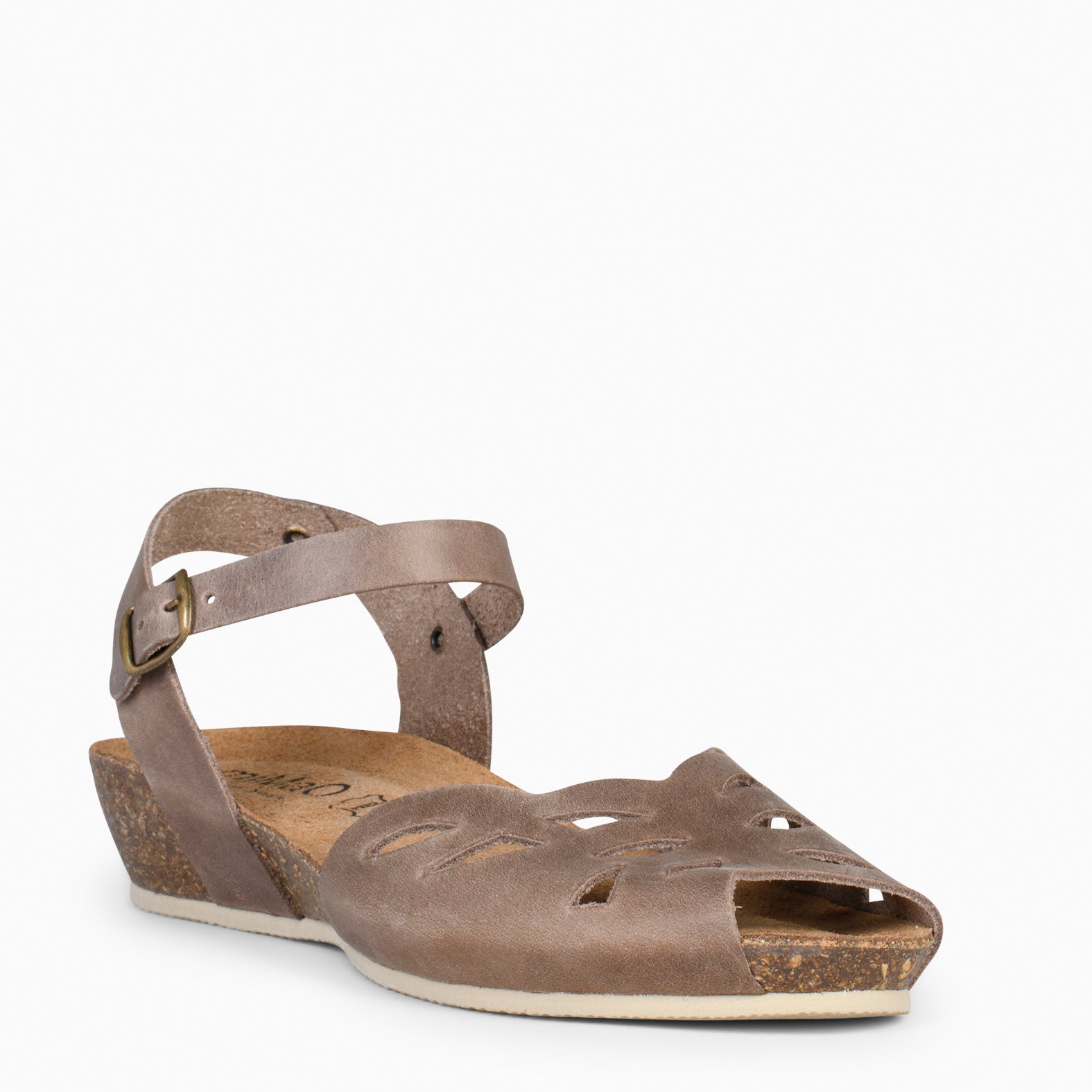 ALOE – Sandalias bio con cuña TAUPE