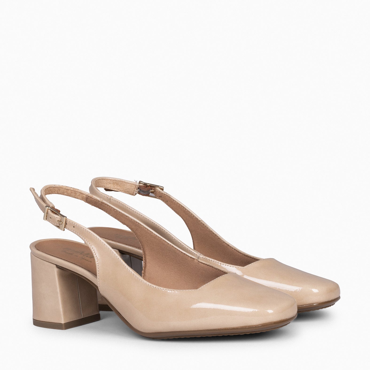 SOPHÍA - Zapato tacón ancho destalonado BEIGE
