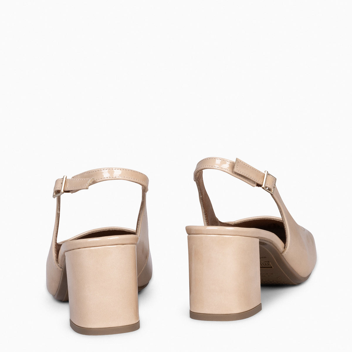 SOPHÍA - Zapato tacón ancho destalonado BEIGE