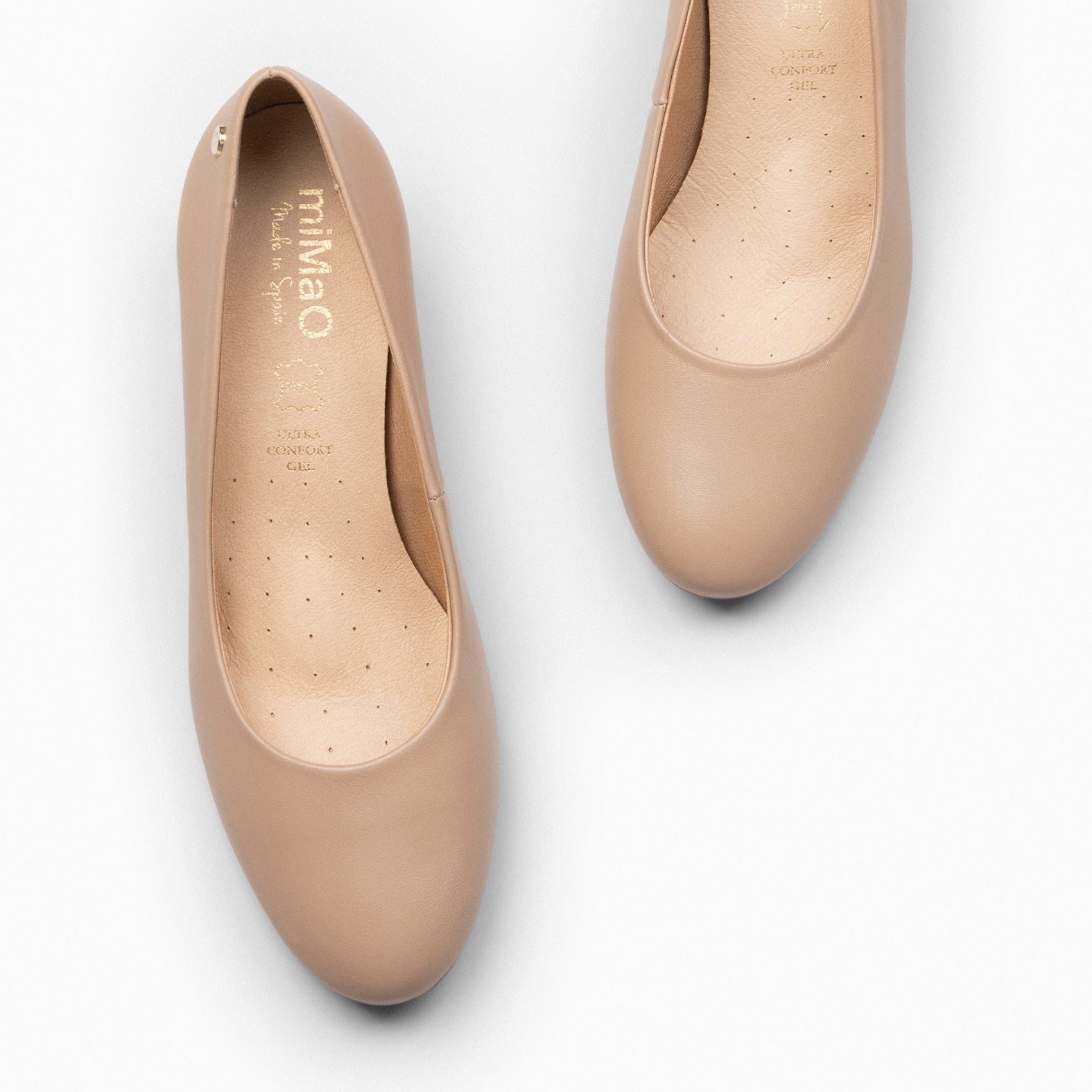 URBAN REDONDO SALÓN – Zapatos de tacón bajo de napa NUDE - miMaO ®