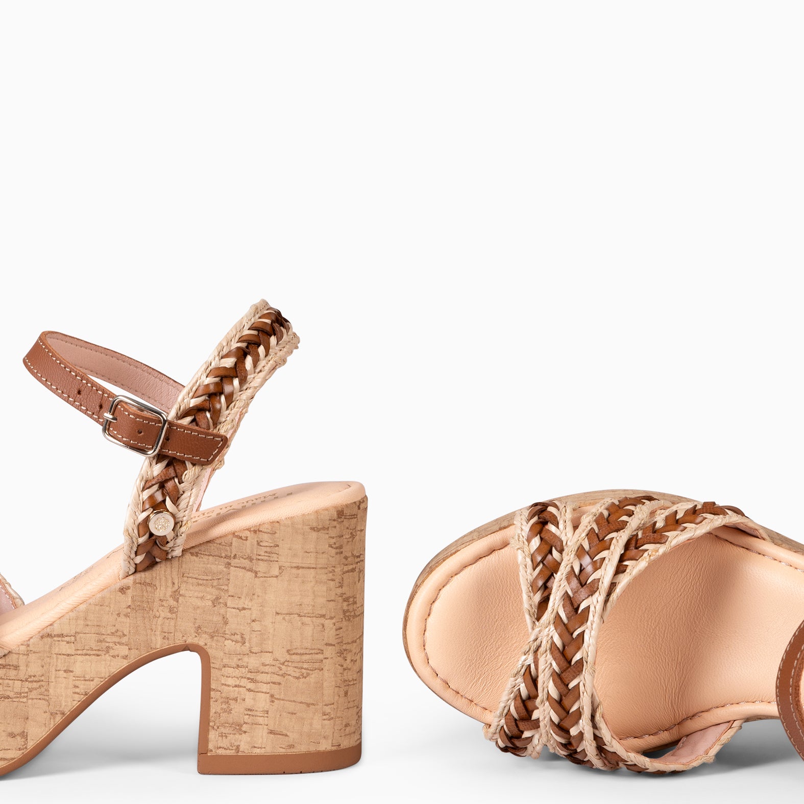 FLORA - CAMEL CASUAL SANDALS WITH HIGH HEELS