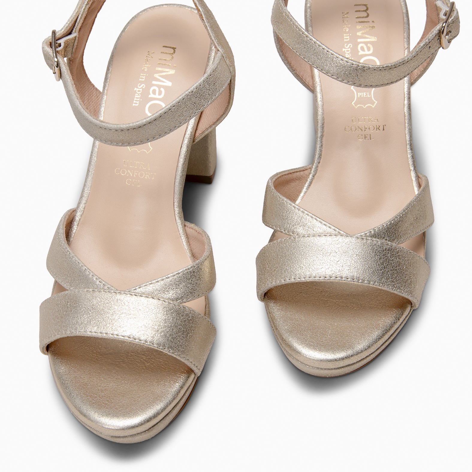 PARIS – Sandalias de fiesta con tacón alto y plataforma PLATINO - miMaO ®