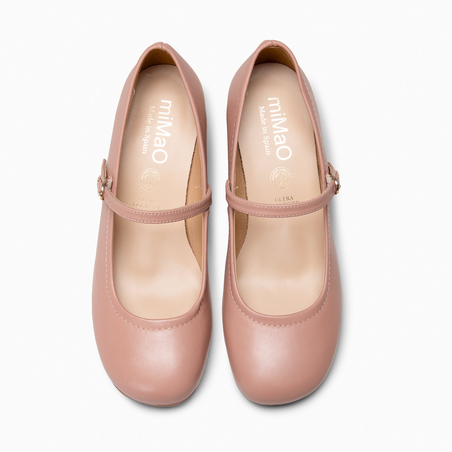 ROSALIA - NUDE MARY-JANES WIDE HEELS BARESOFT