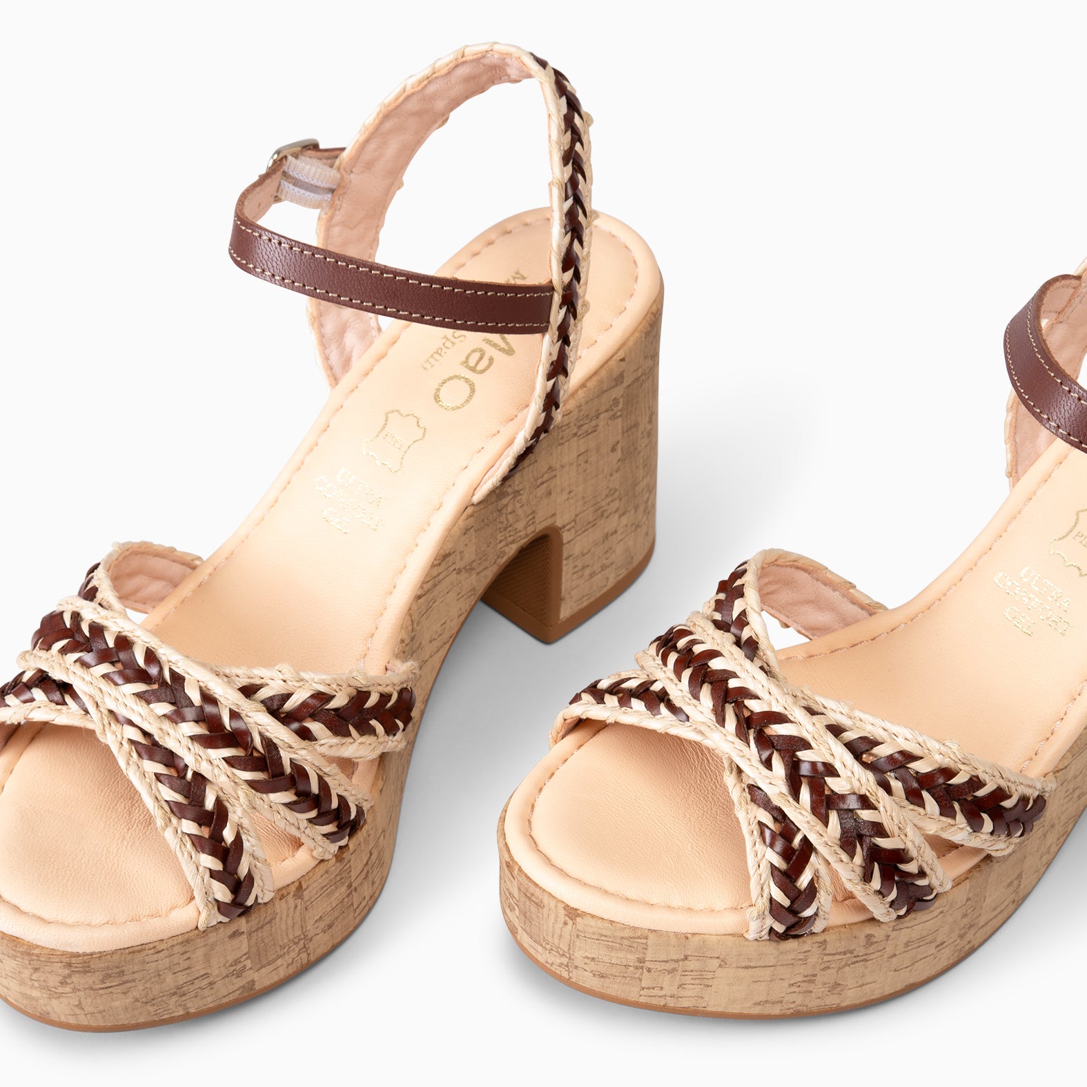 FLORA - SANDALIAS CASUALES DE TACÓN ALTO MARRÓN