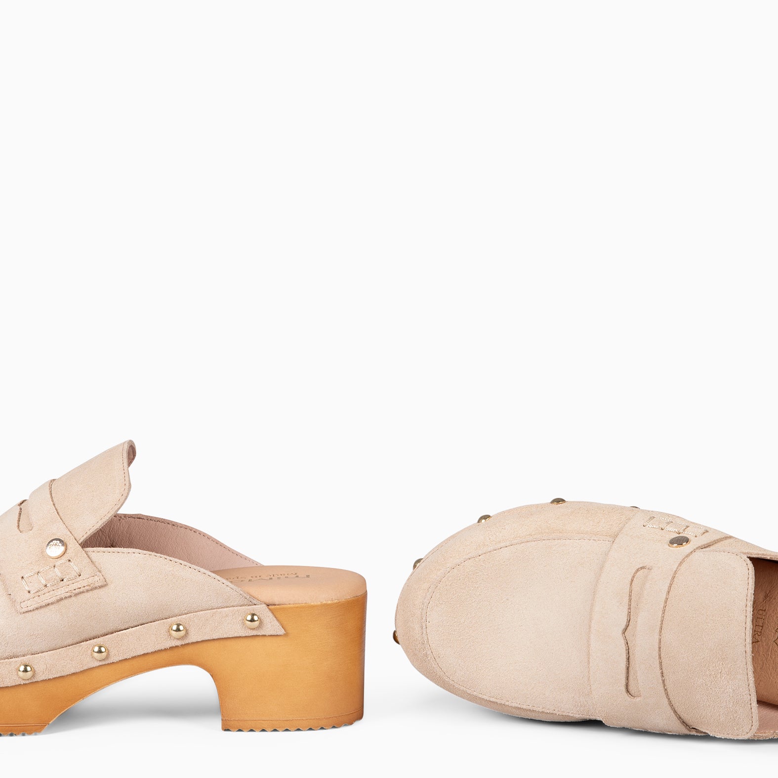 GASSIN – Sabots à talon et plateforme BEIGE