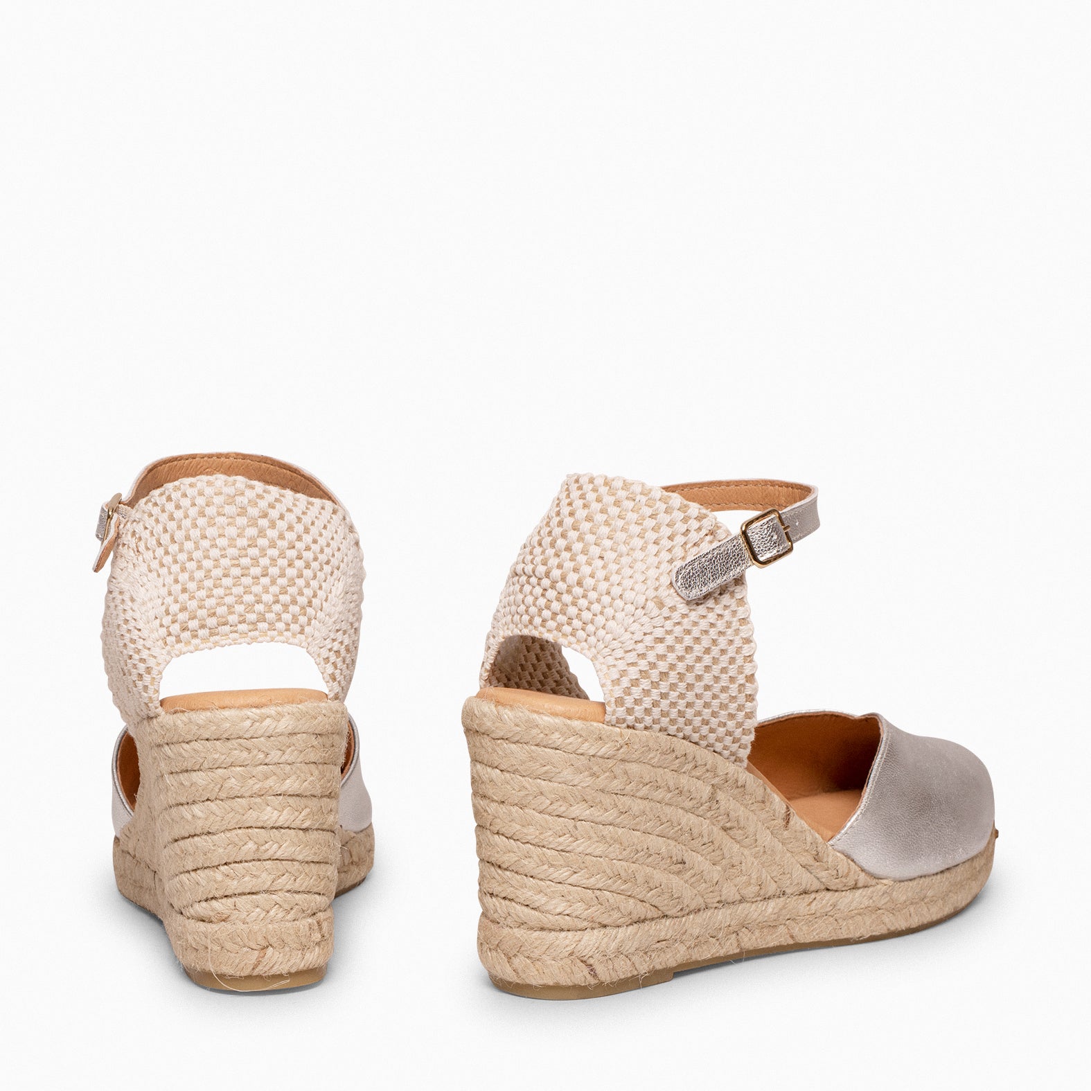 NERJA – Cuñas altas de esparto PLATA - miMaO ®