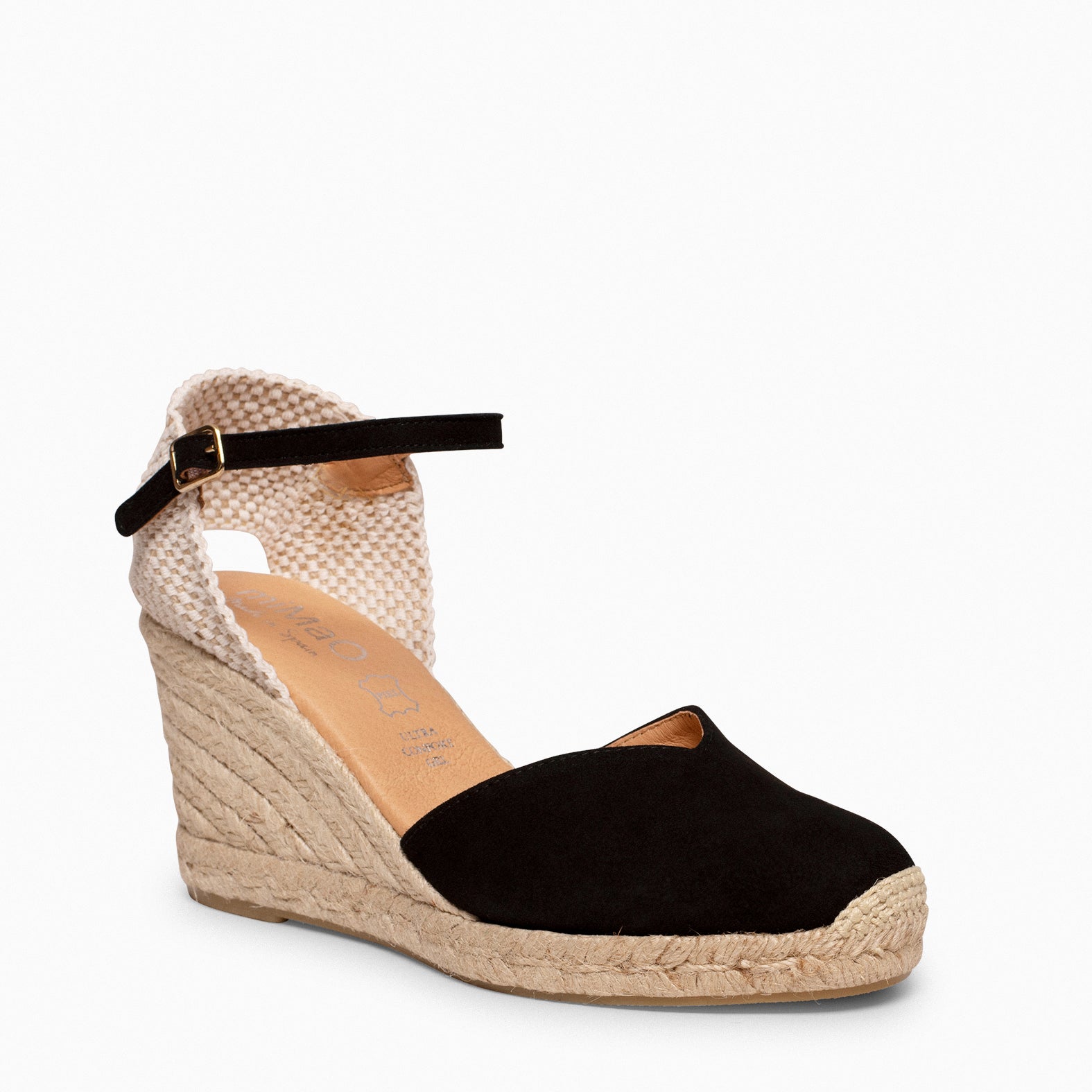 NERJA - BLACK WEDGE ESPADRILLE