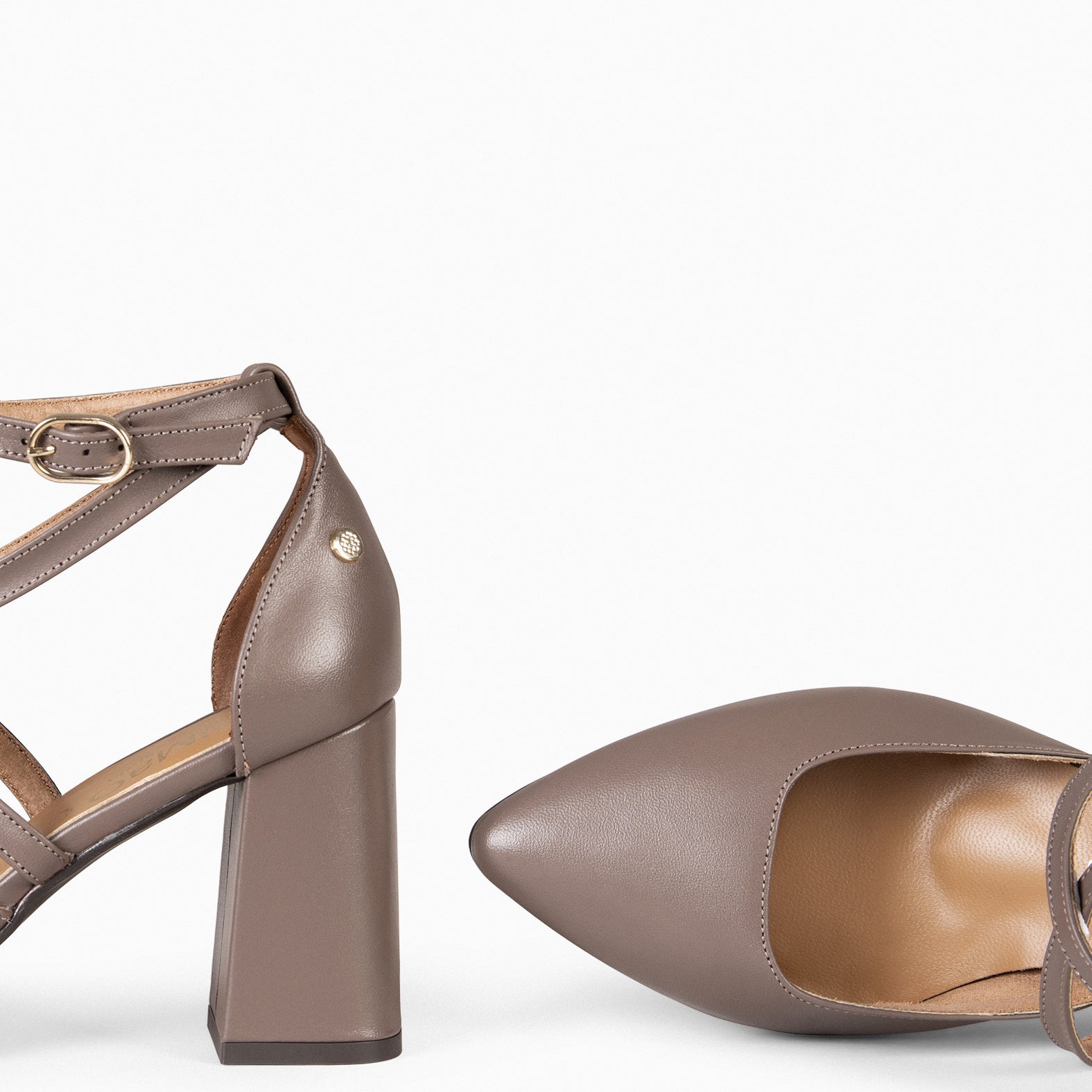 ARIEL - TAUPE Wide heel shoe
