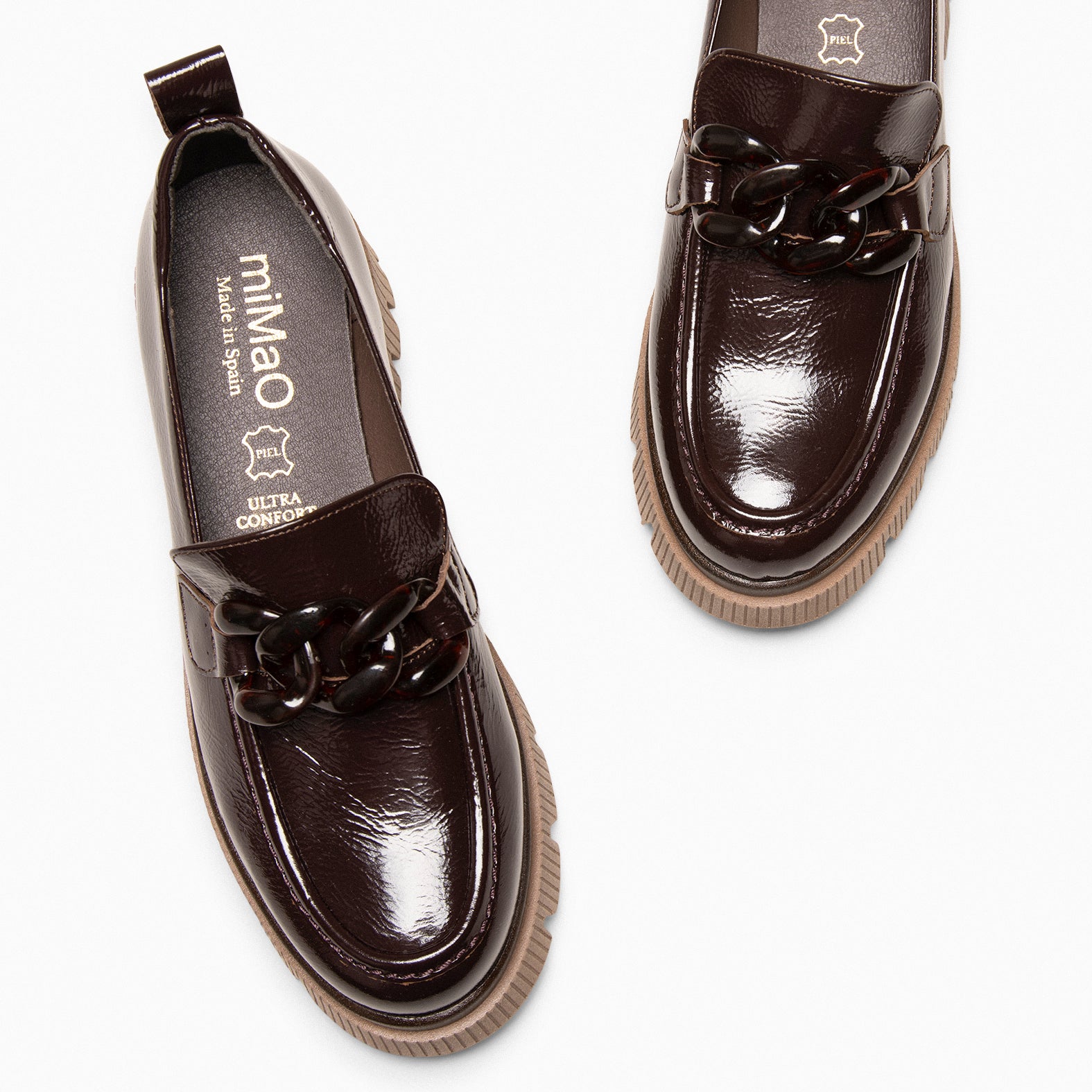 LOLA - BROWN moccasin with track sole