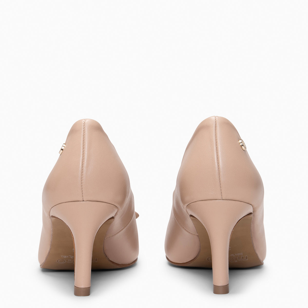 MONI - TAUPE Leren pumps met dunne hak en strik
