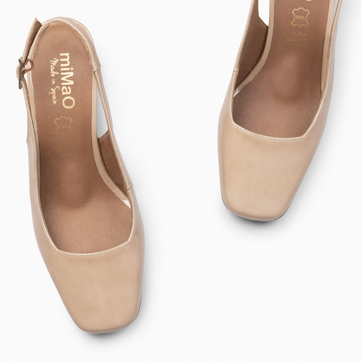 SOPHÍA - Zapato tacón ancho destalonado BEIGE