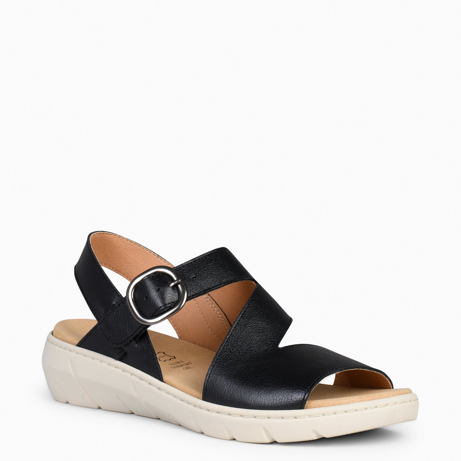 NATURA - BLACK SANDALS WITH REMOVABLE INSOLE