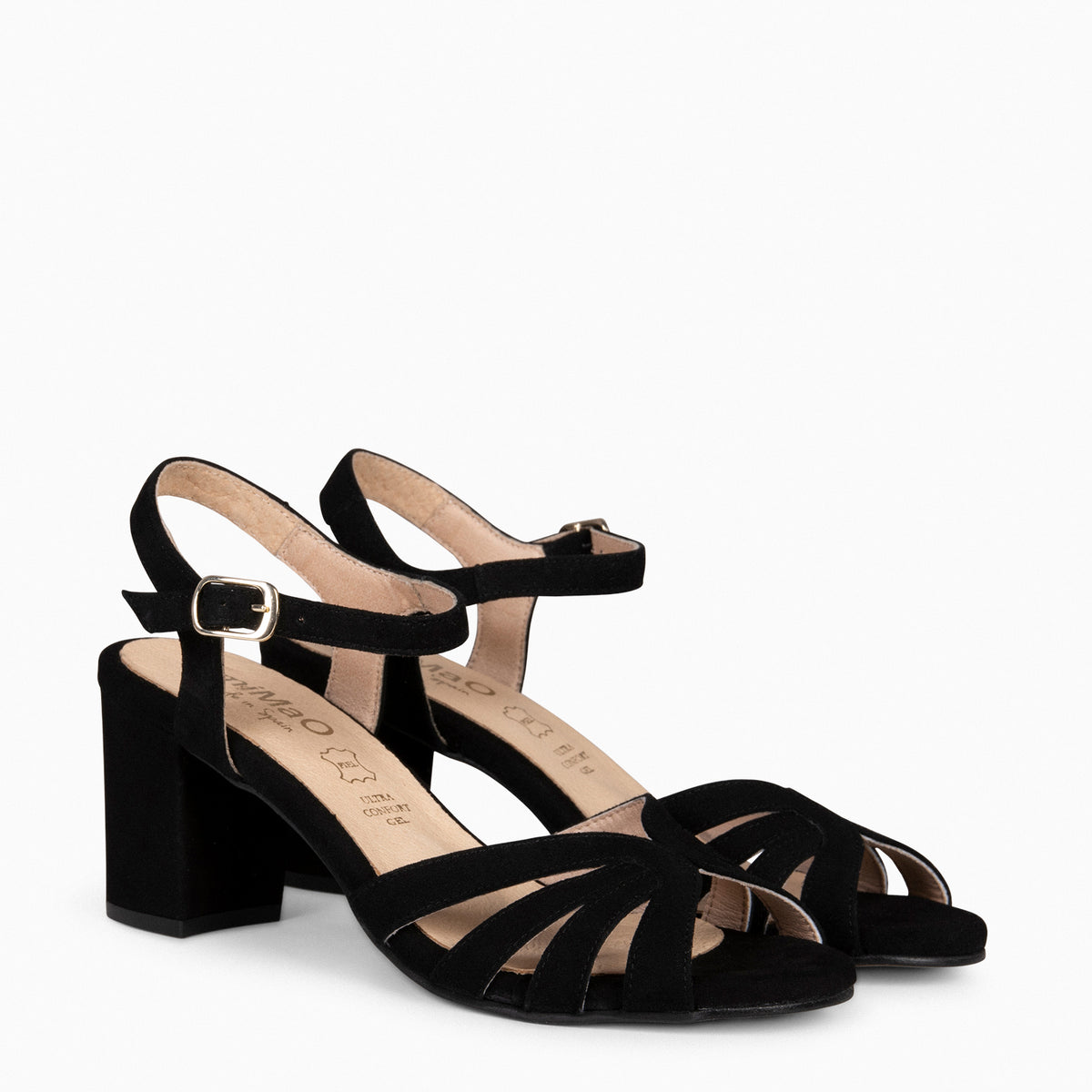 MUSA – Sandalias de Tacón ancho NEGRO