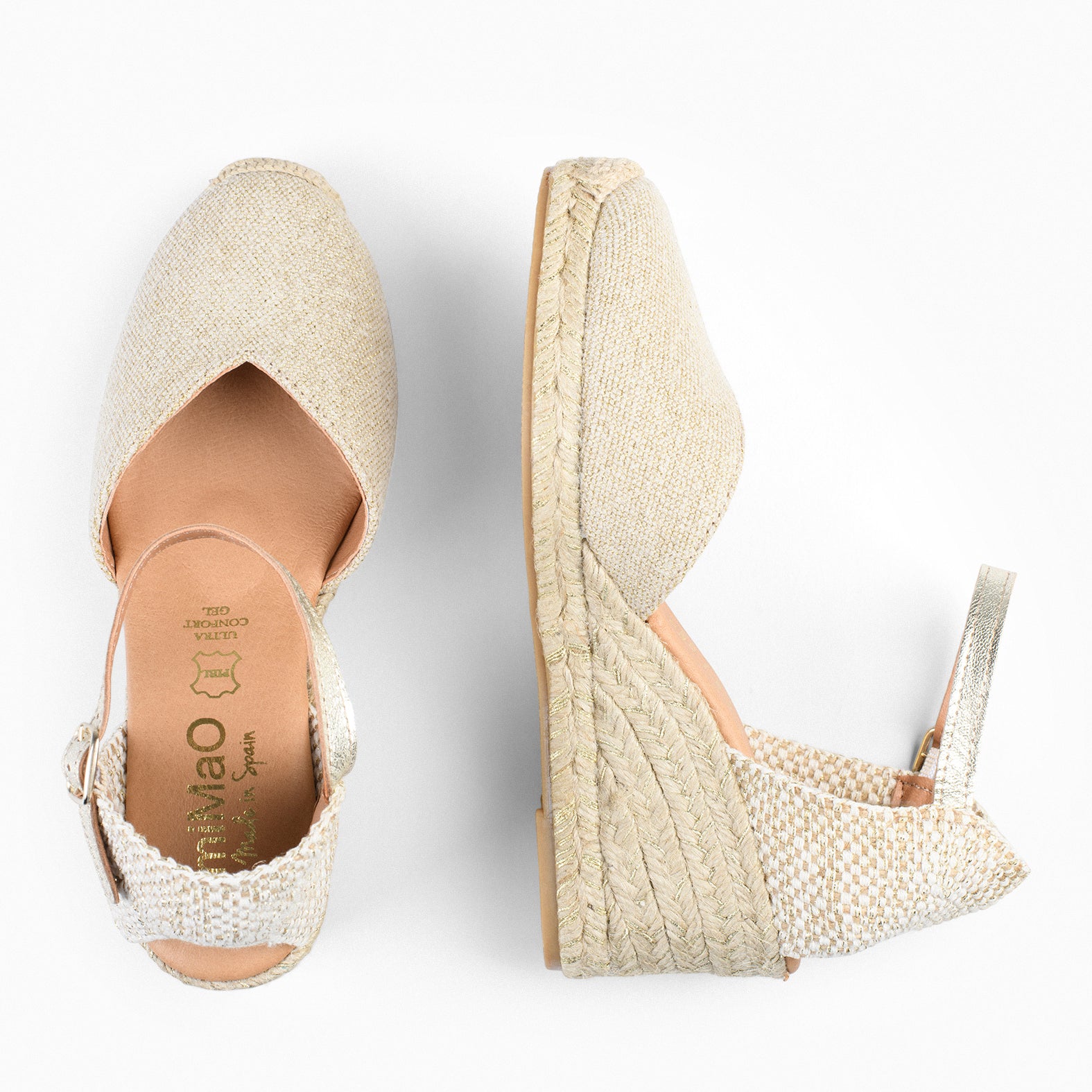 DUNA – Cuñas de Esparto Metalizados de lino ORO - miMaO ®