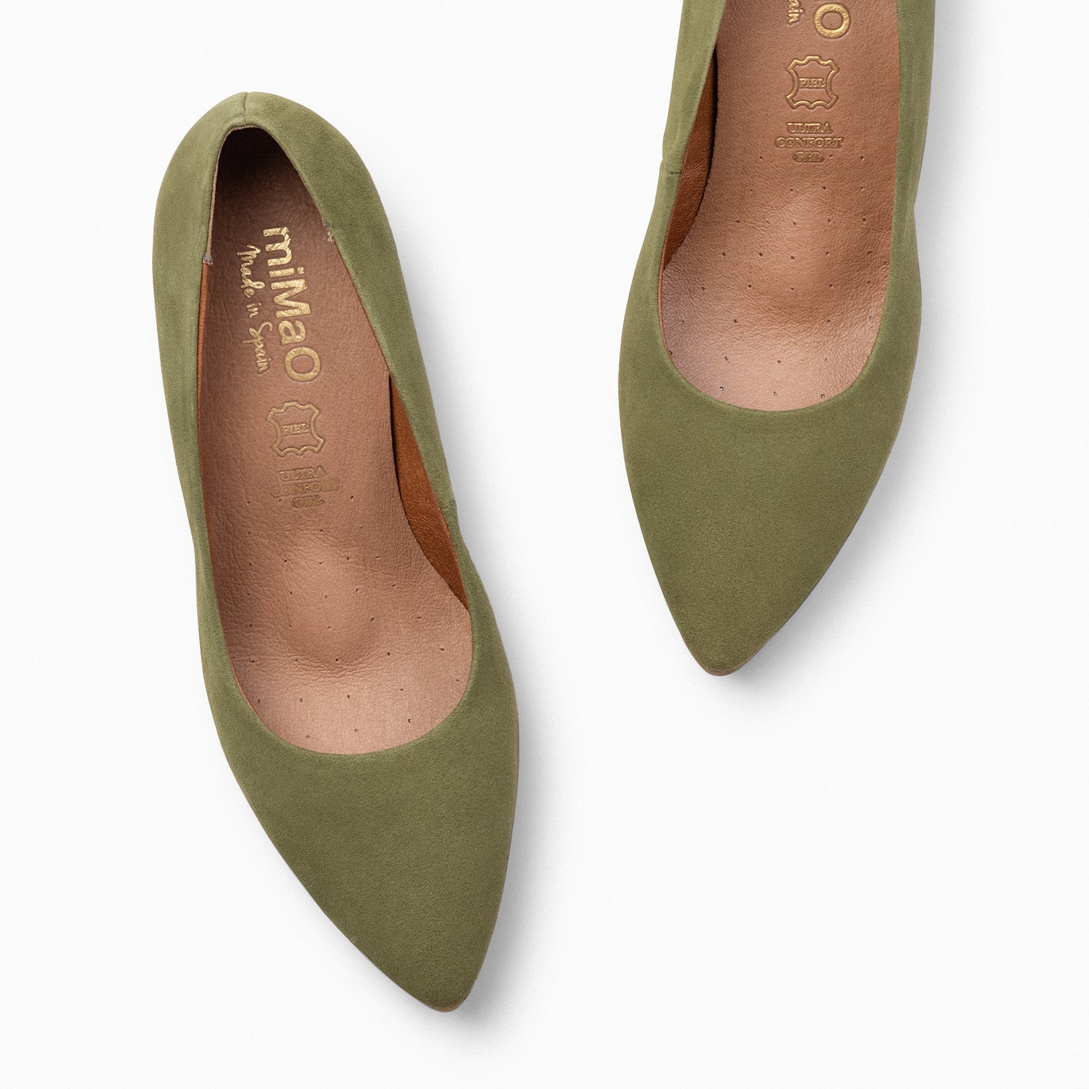 URBAN S - GREEN suede mid-heeled shoes