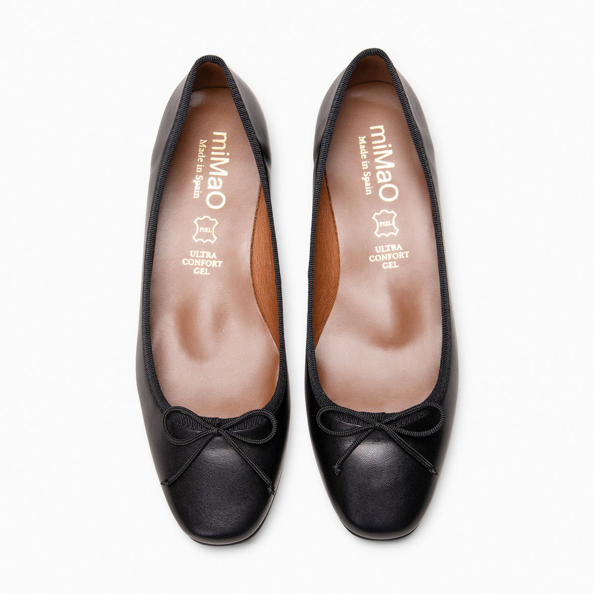 ALEXA - BLACK leather low heel ballerinas