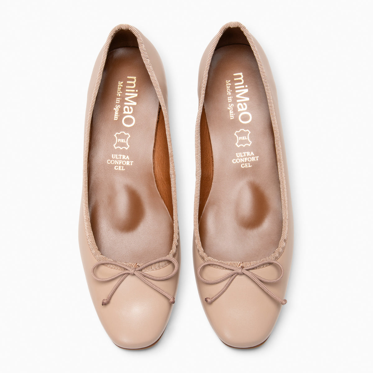 ALEXA - NUDE leren ballerina's met lage hak