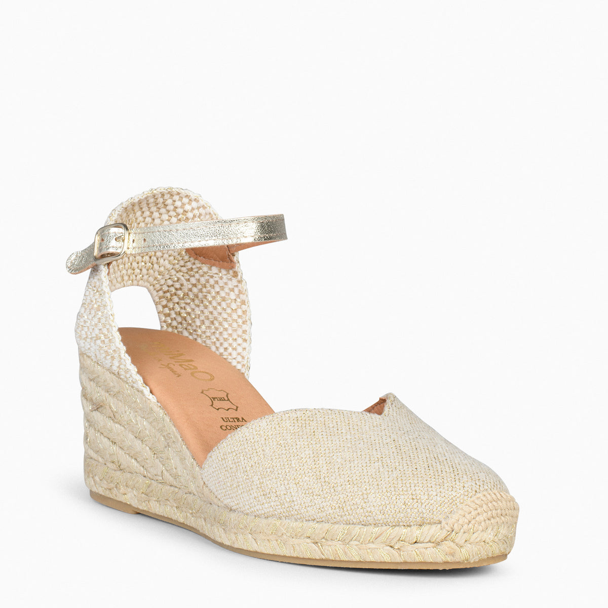 DUNA – Espadrilles en lin métallisé OR