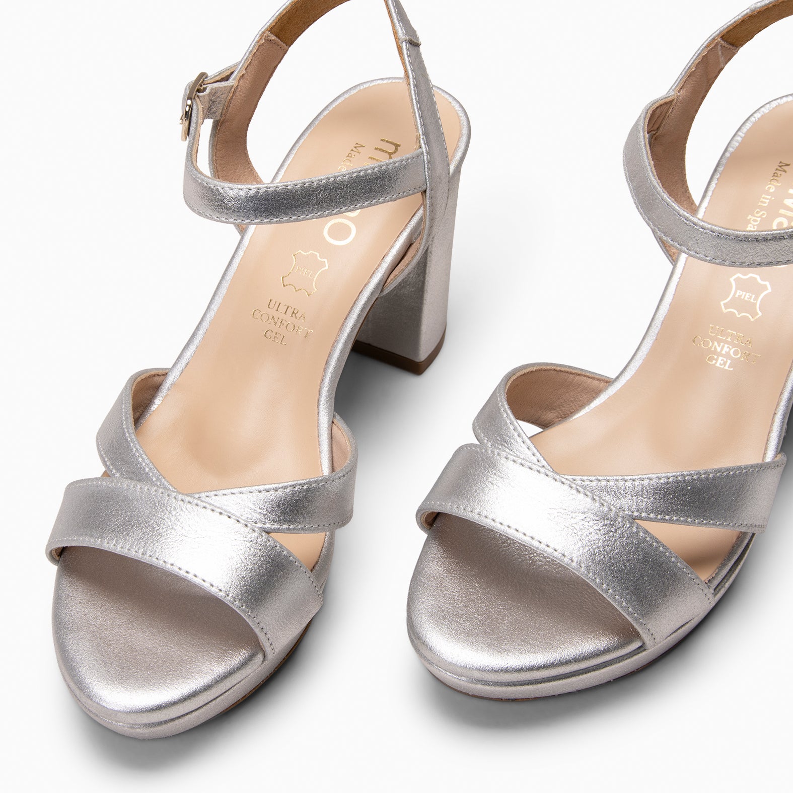 PARIS – Sandalias de fiesta con tacón alto y plataforma PLATA - miMaO ®