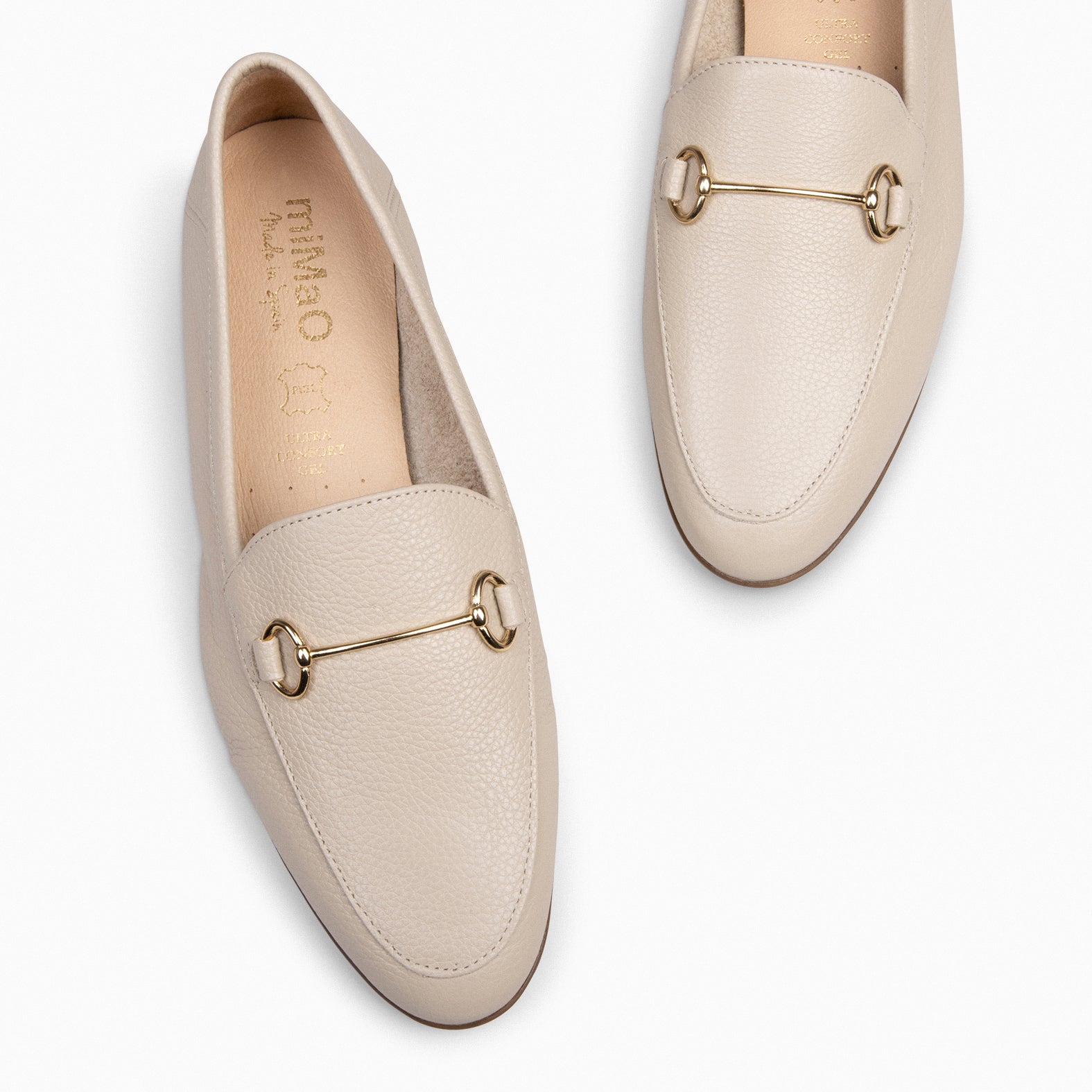 STYLE – Mocasines planos BEIGE con adorno metalizado